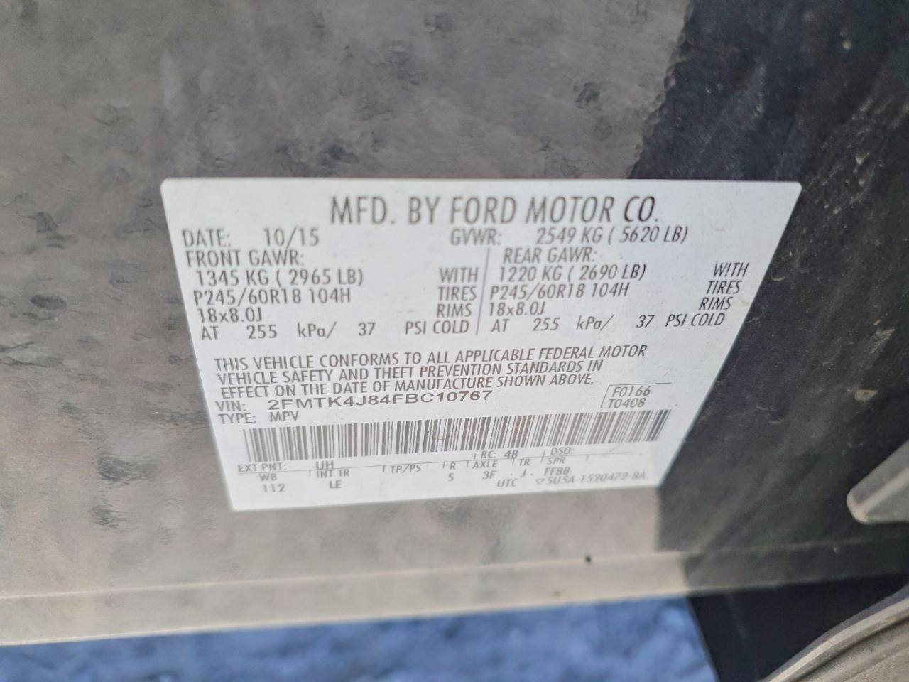 2015 Ford Edge Sel Black vin: 2FMTK4J84FBC10767
