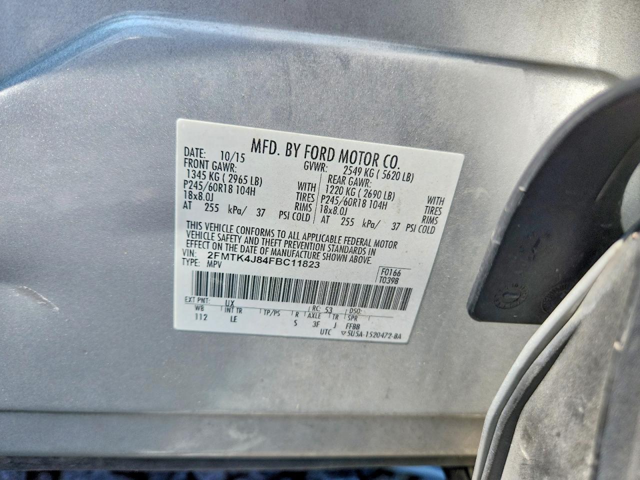 2015 Ford Edge Sel Silver vin: 2FMTK4J84FBC11823