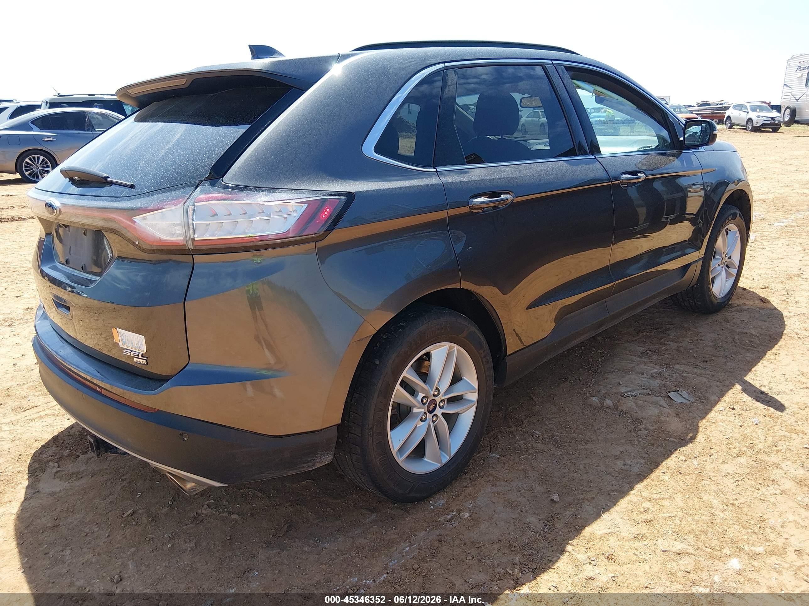 2015 Ford Edge Sel Gray vin: 2FMTK4J85FBB50952