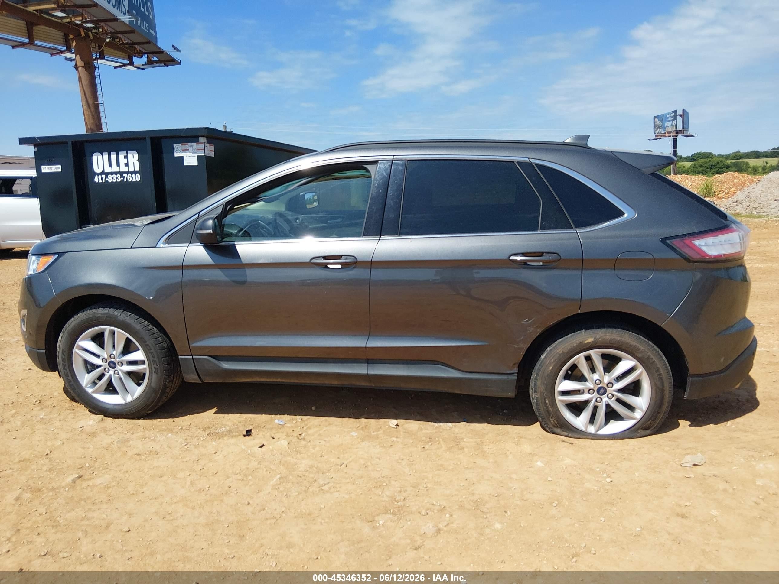 2015 Ford Edge Sel Gray vin: 2FMTK4J85FBB50952
