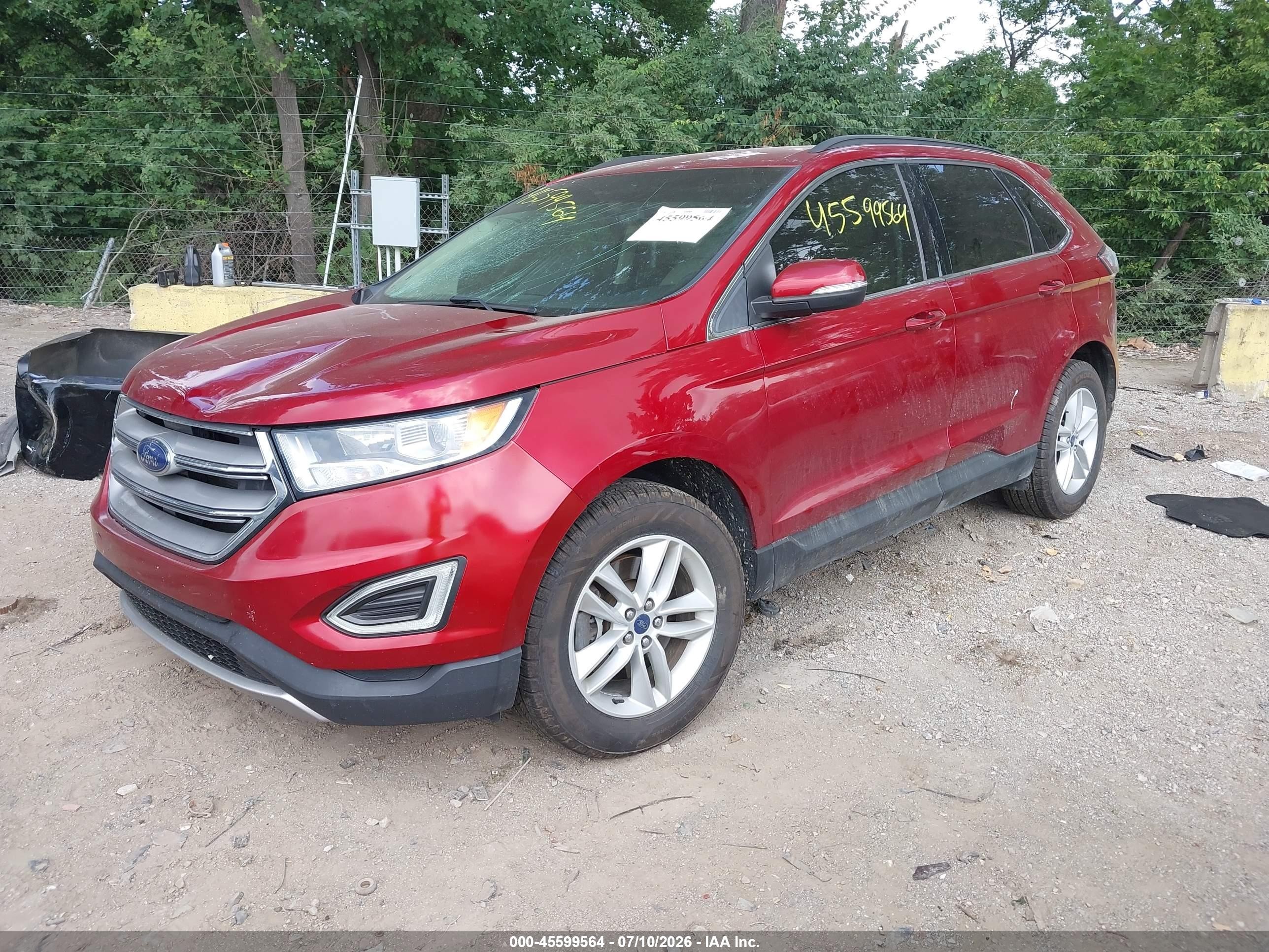 2015 Ford Edge Sel Red vin: 2FMTK4J86FBB39796
