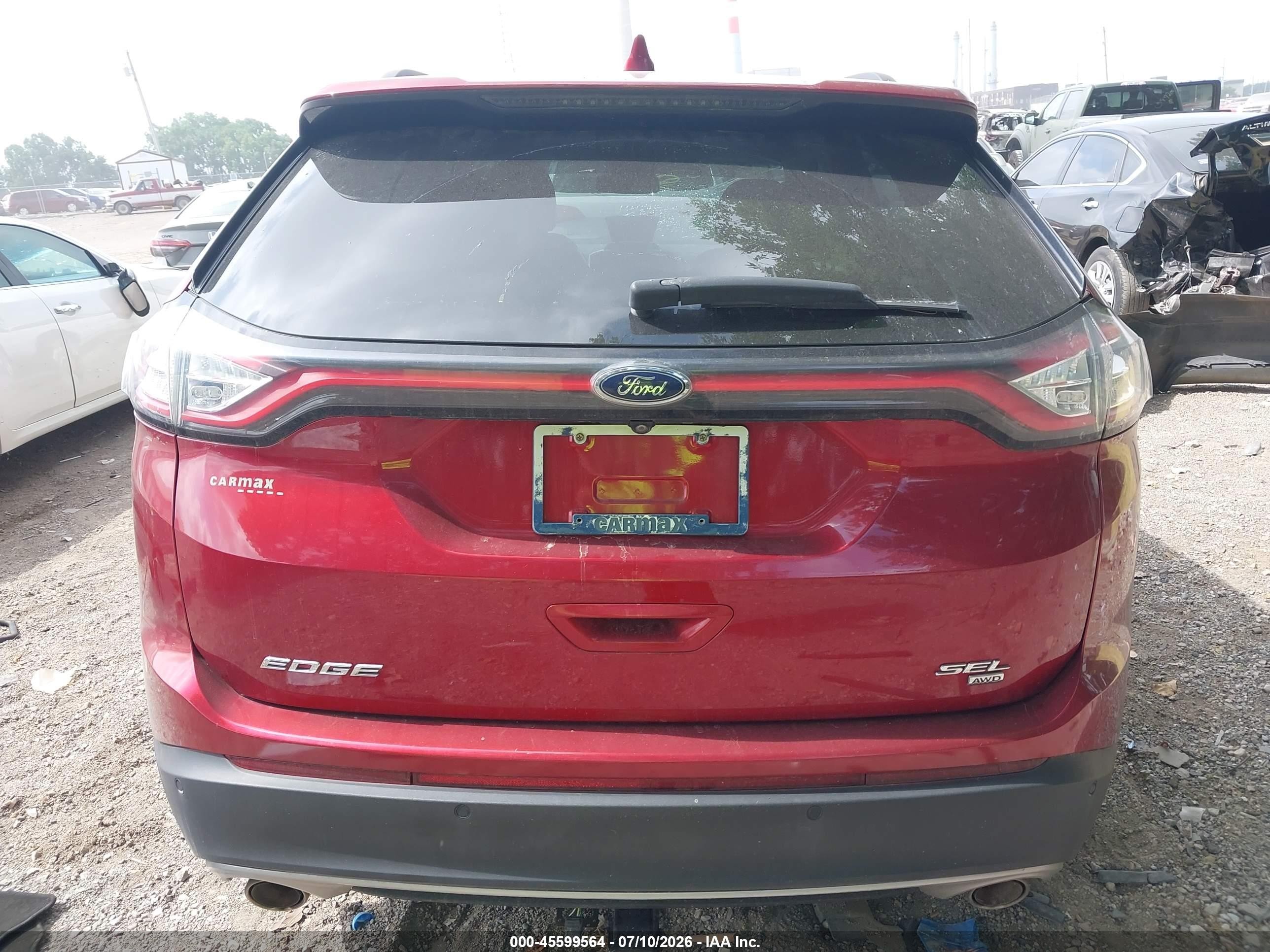 2015 Ford Edge Sel Red vin: 2FMTK4J86FBB39796