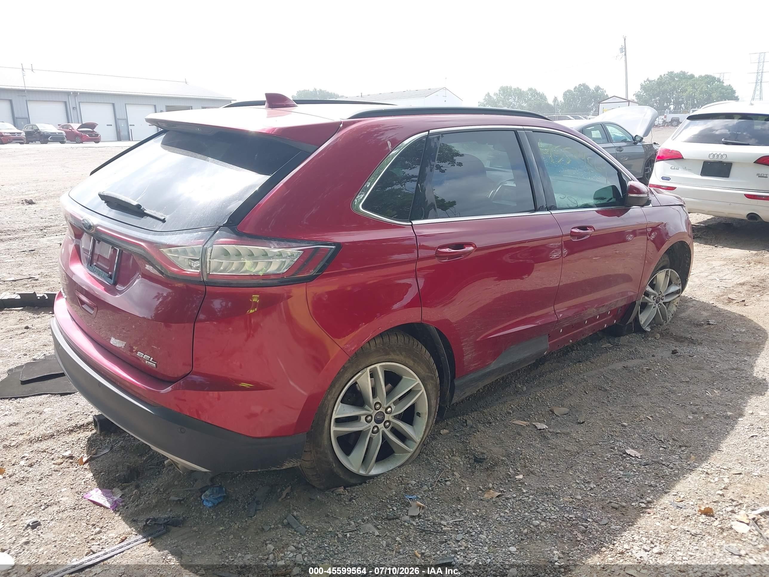 2015 Ford Edge Sel Red vin: 2FMTK4J86FBB39796