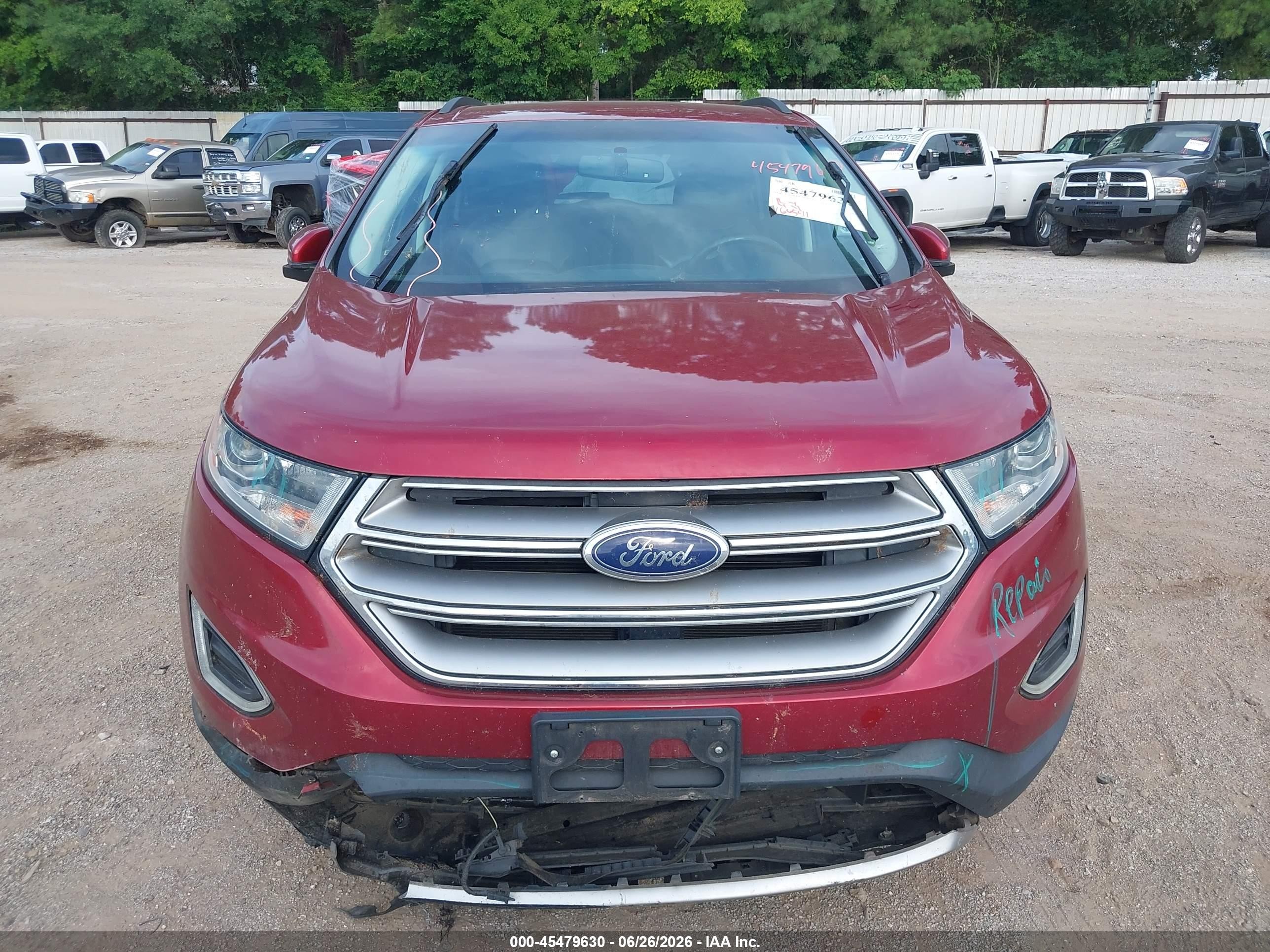 2015 Ford Edge Sel Red vin: 2FMTK4J86FBB39894