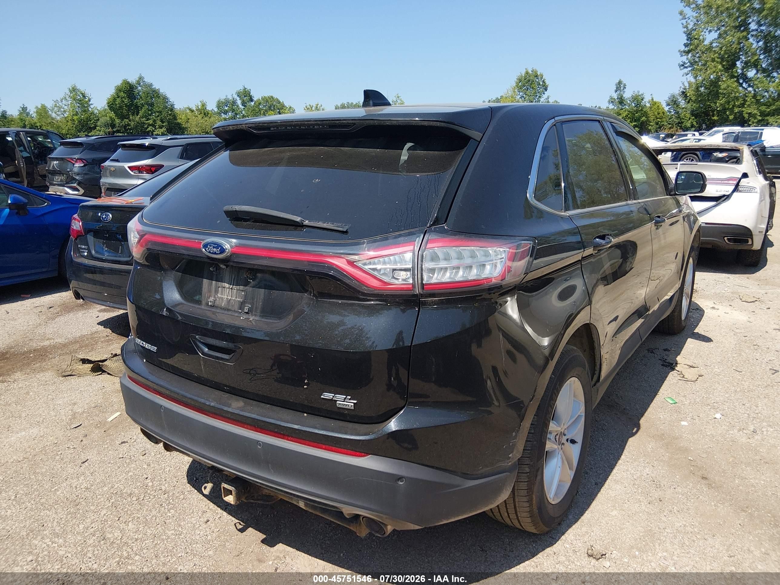 2015 Ford Edge Sel Черный vin: 2FMTK4J86FBB44609
