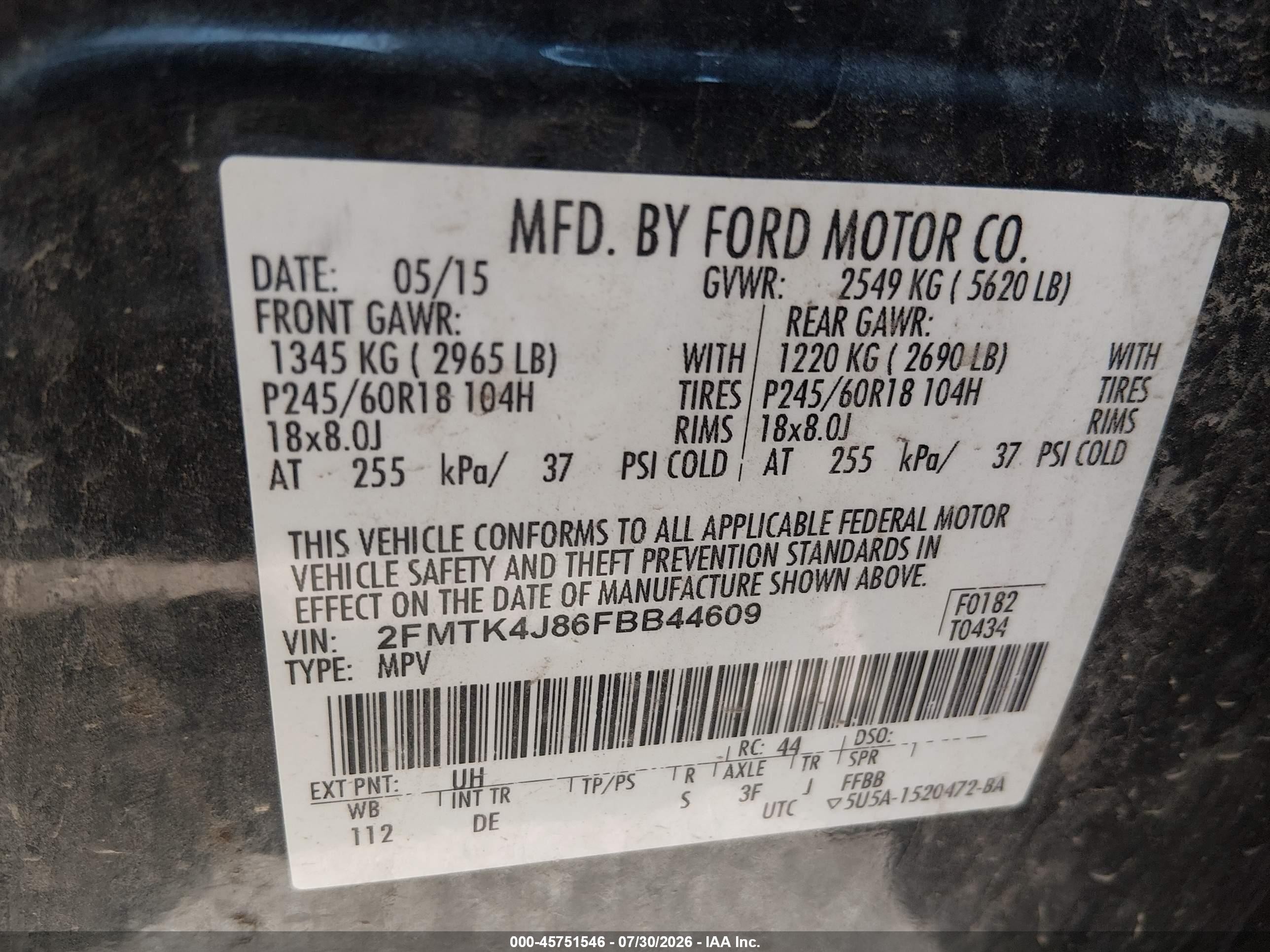 2015 Ford Edge Sel Черный vin: 2FMTK4J86FBB44609