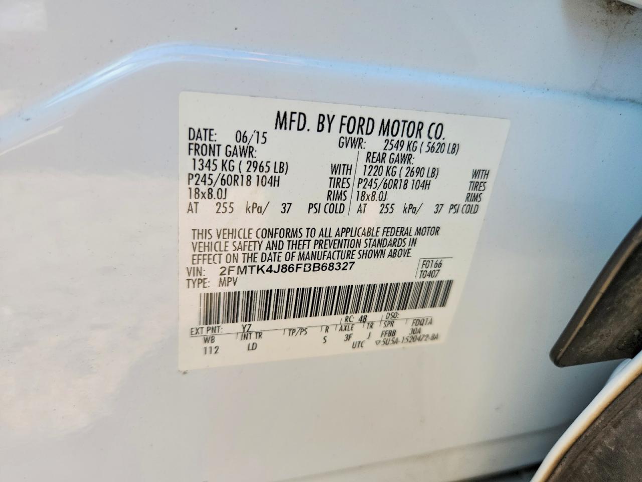 2015 Ford Edge Sel White vin: 2FMTK4J86FBB68327