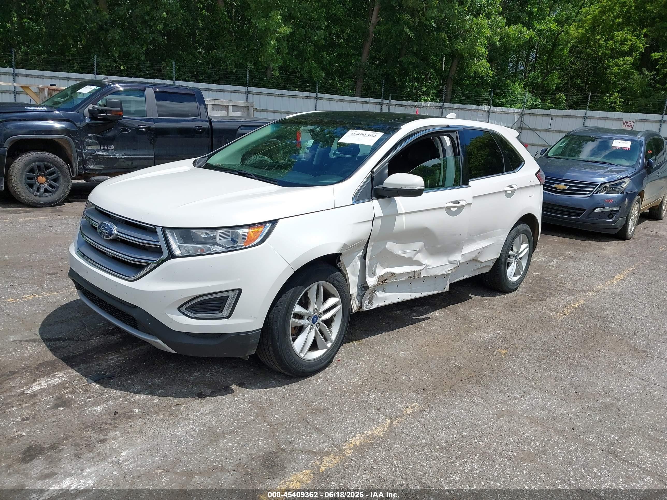 2015 Ford Edge Sel White vin: 2FMTK4J87FBB35854