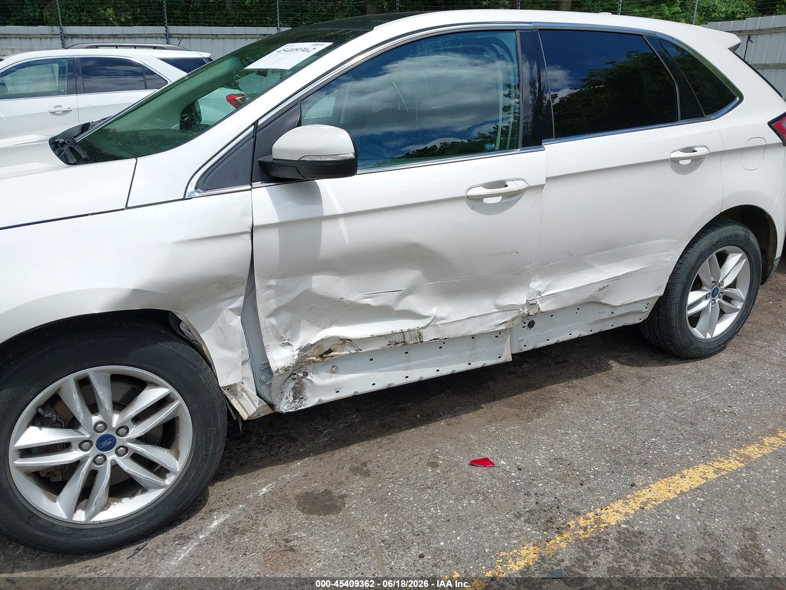 2015 Ford Edge Sel White vin: 2FMTK4J87FBB35854