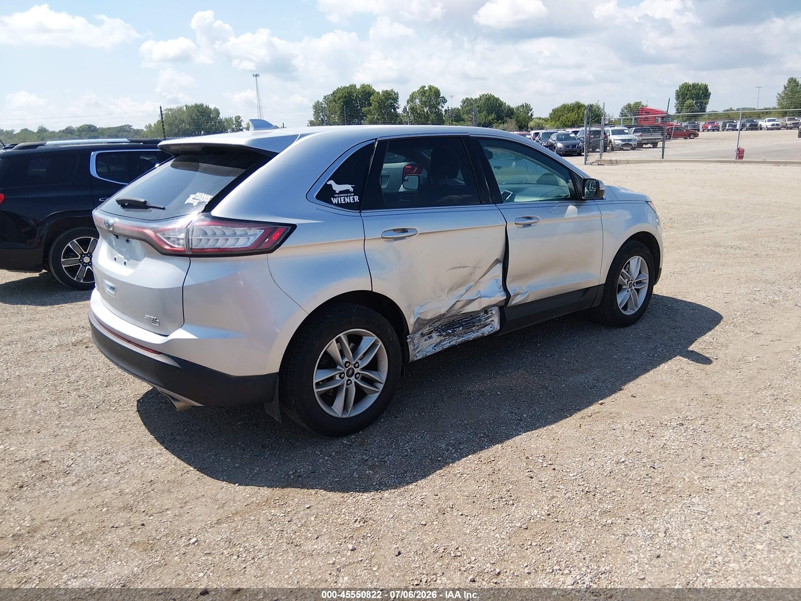 2015 Ford Edge Sel Silver vin: 2FMTK4J87FBB97531