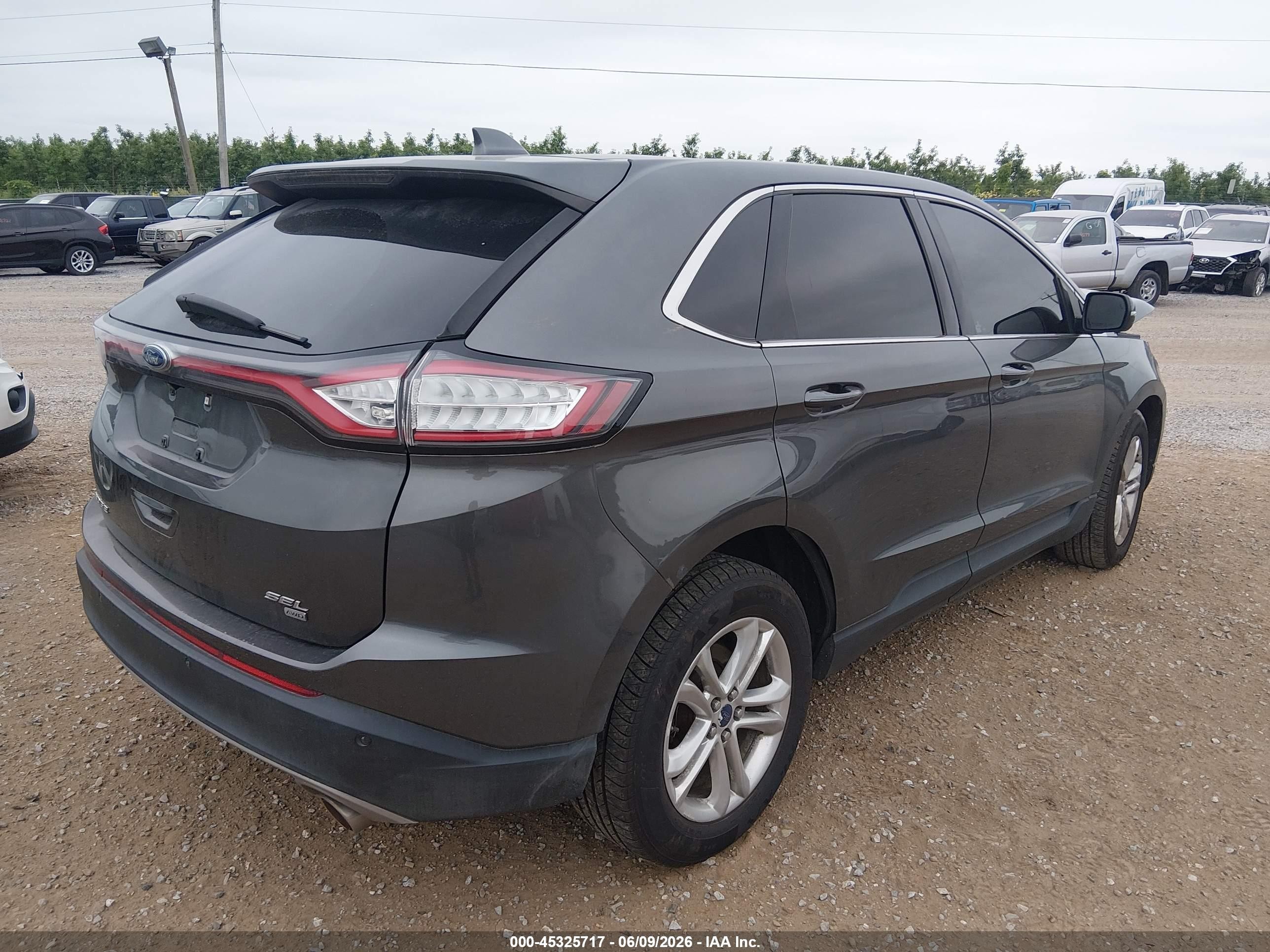2015 Ford Edge Sel Gray vin: 2FMTK4J87FBC08740