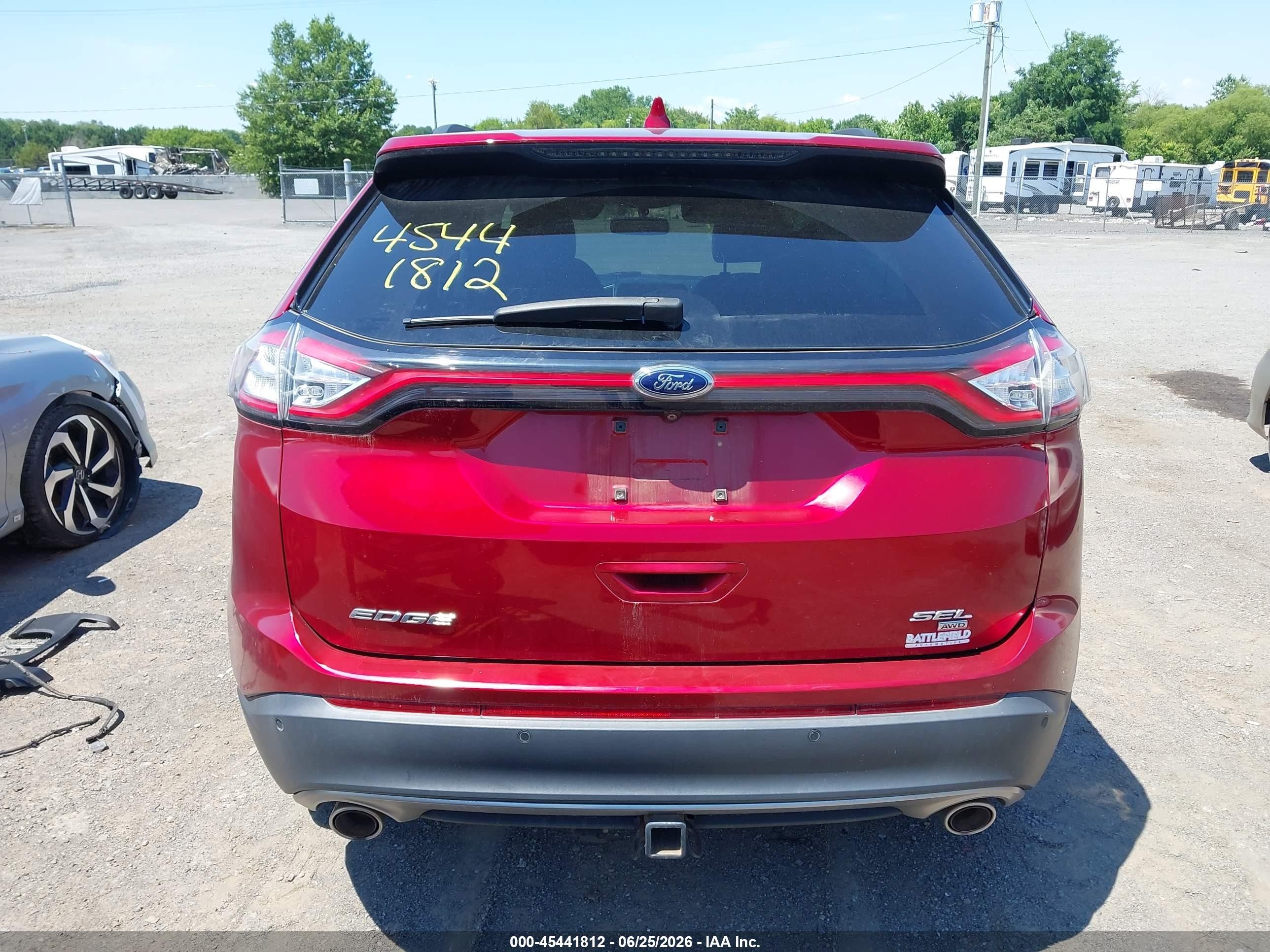 2015 Ford Edge Sel Red vin: 2FMTK4J87FBC32519