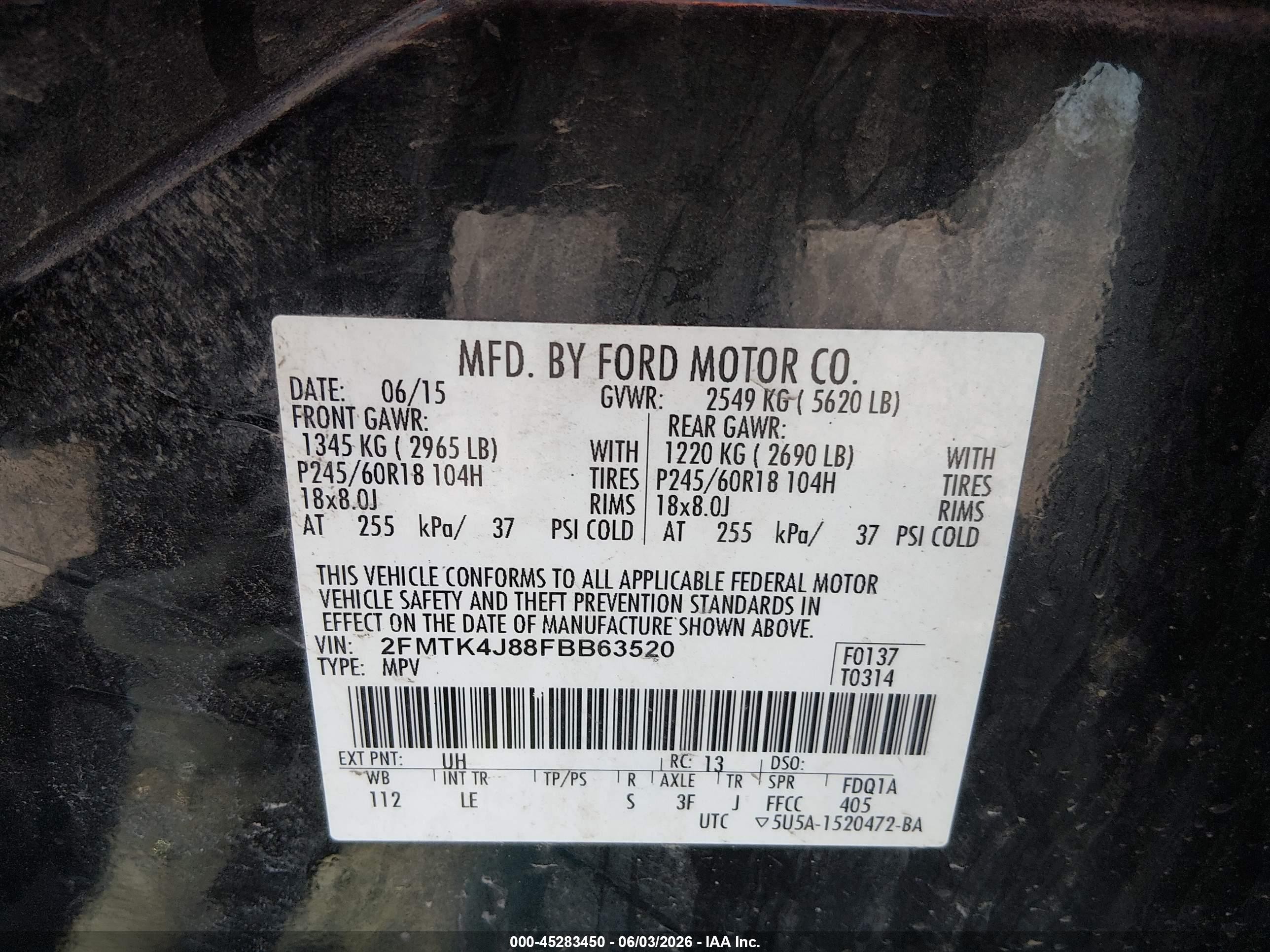 2015 Ford Edge Sel Черный vin: 2FMTK4J88FBB63520