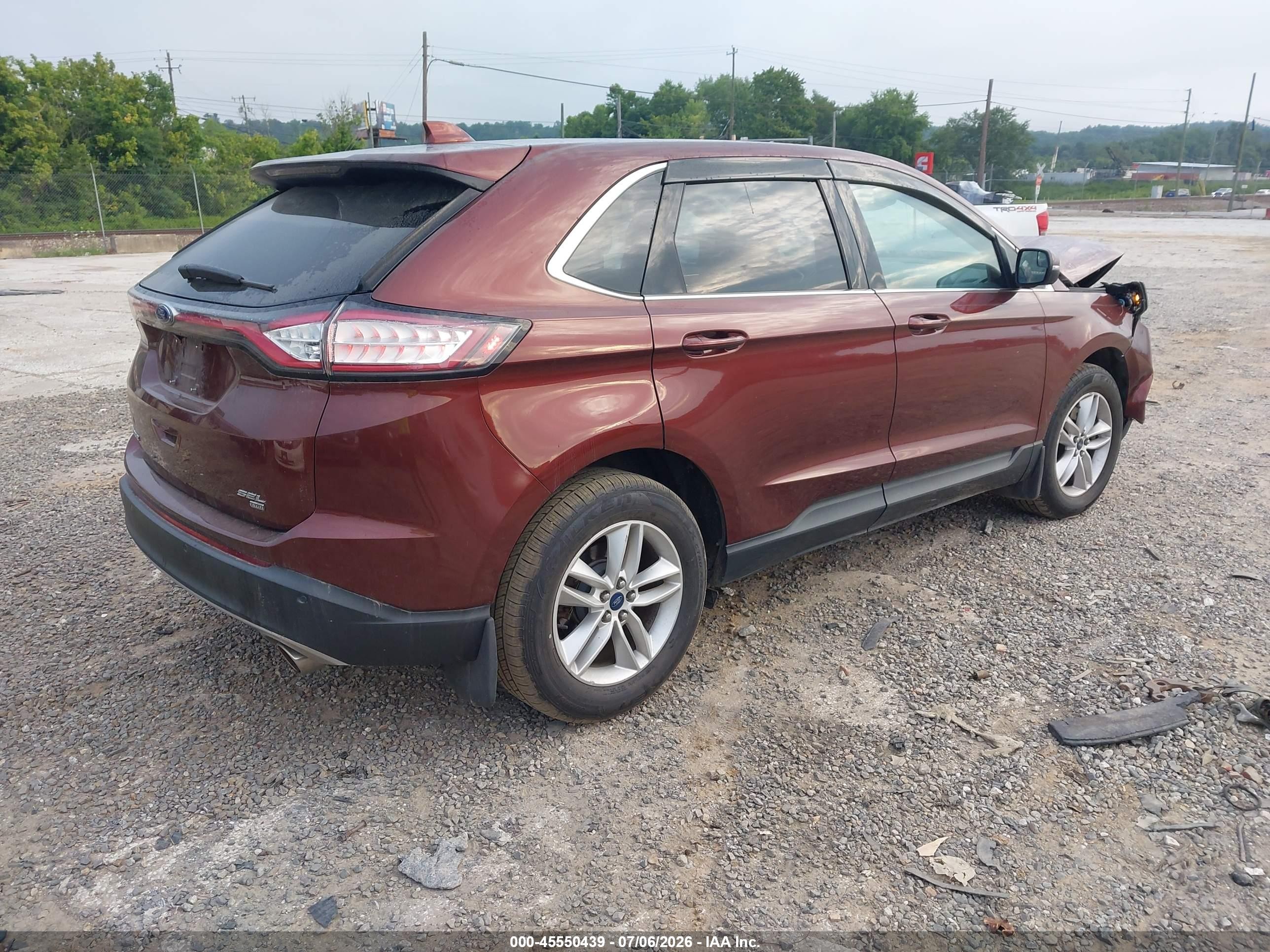 2015 Ford Edge Sel Бордовый vin: 2FMTK4J89FBB33216