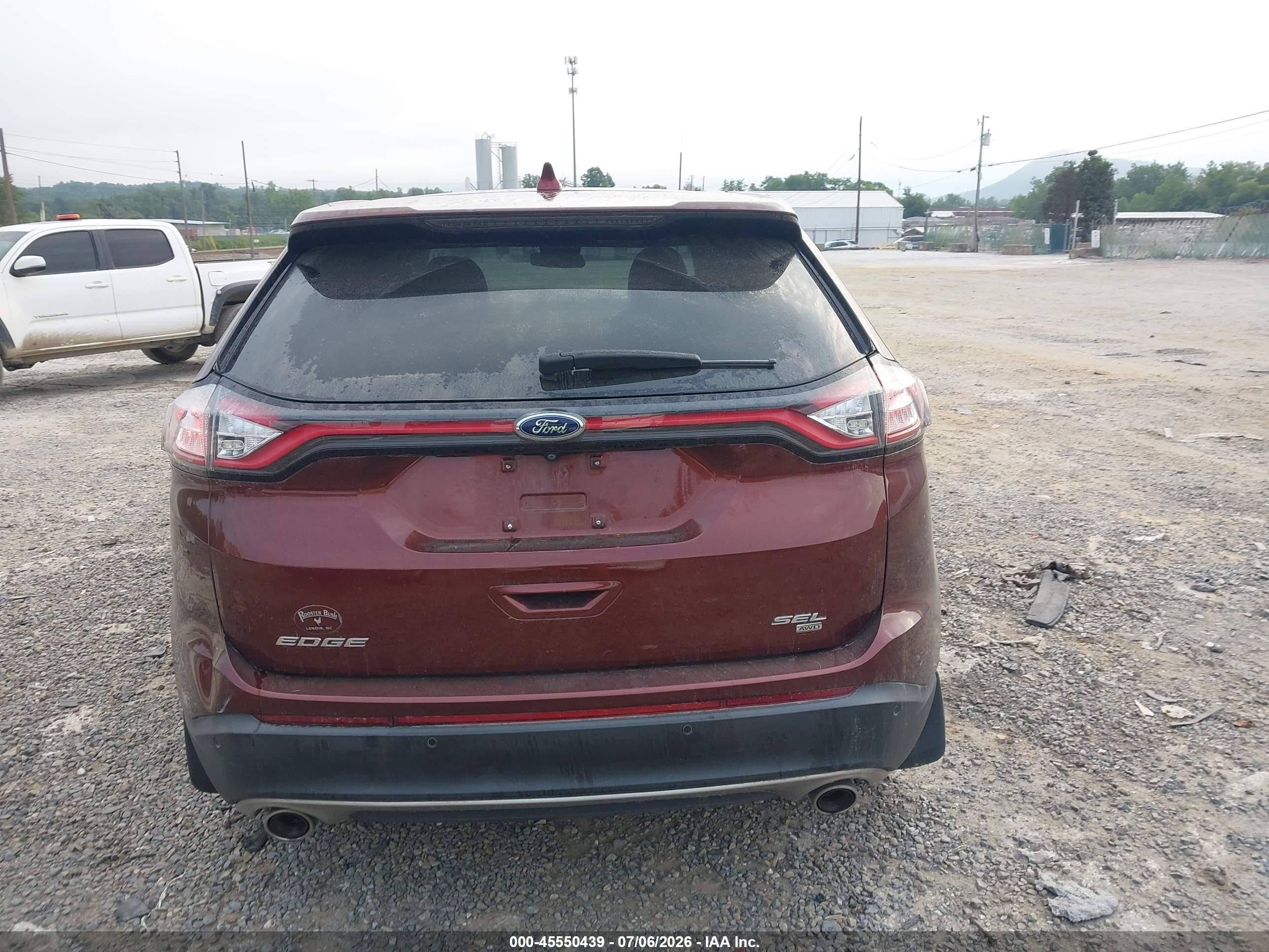 2015 Ford Edge Sel Бордовый vin: 2FMTK4J89FBB33216