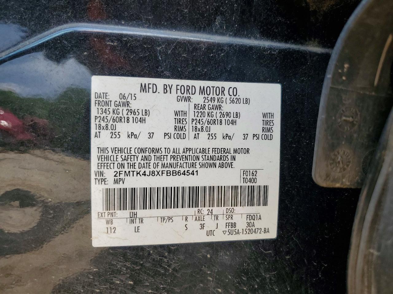 2015 Ford Edge Sel Black vin: 2FMTK4J8XFBB64541