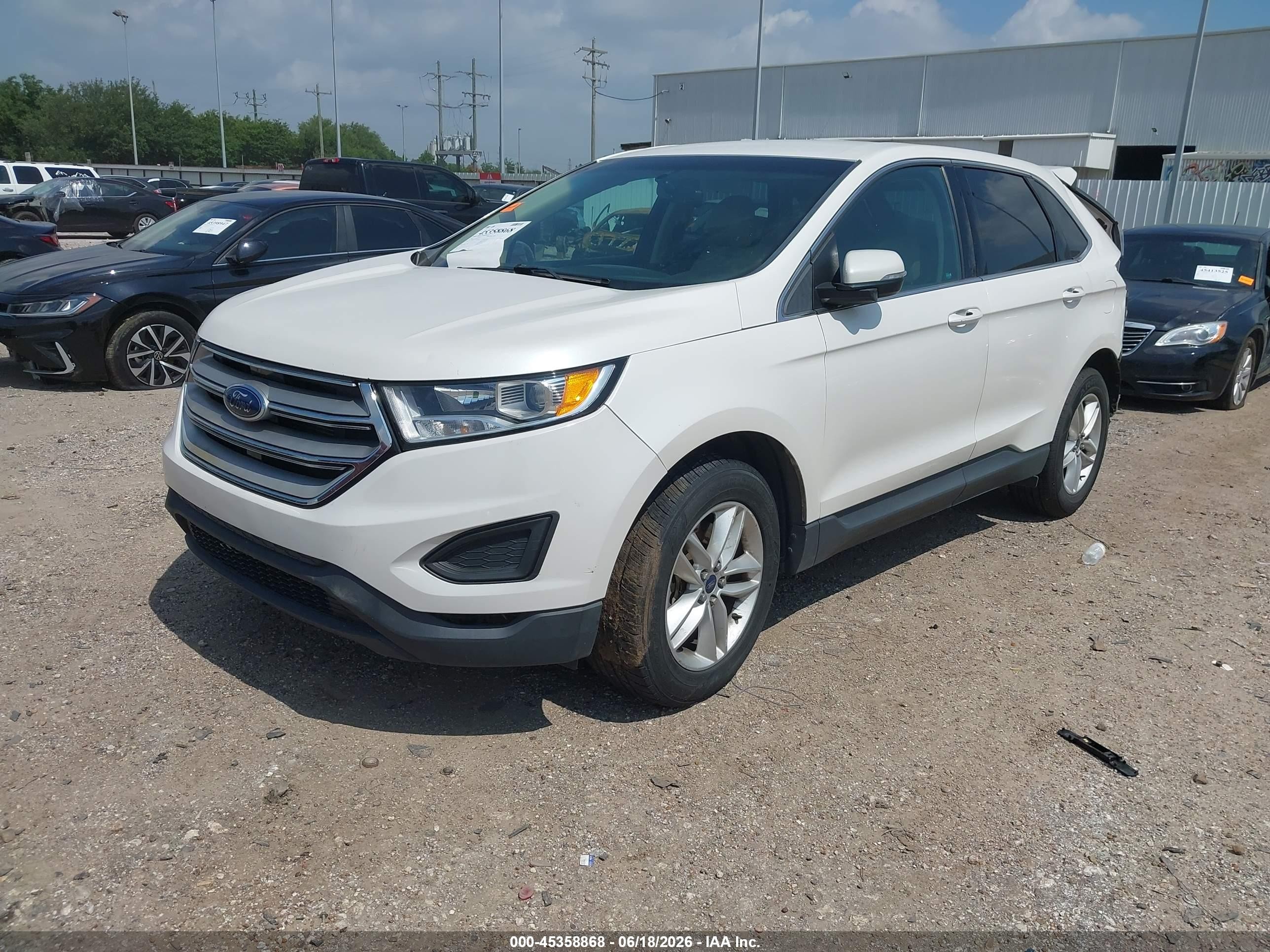2015 Ford Edge Sel White vin: 2FMTK4J8XFBB82764