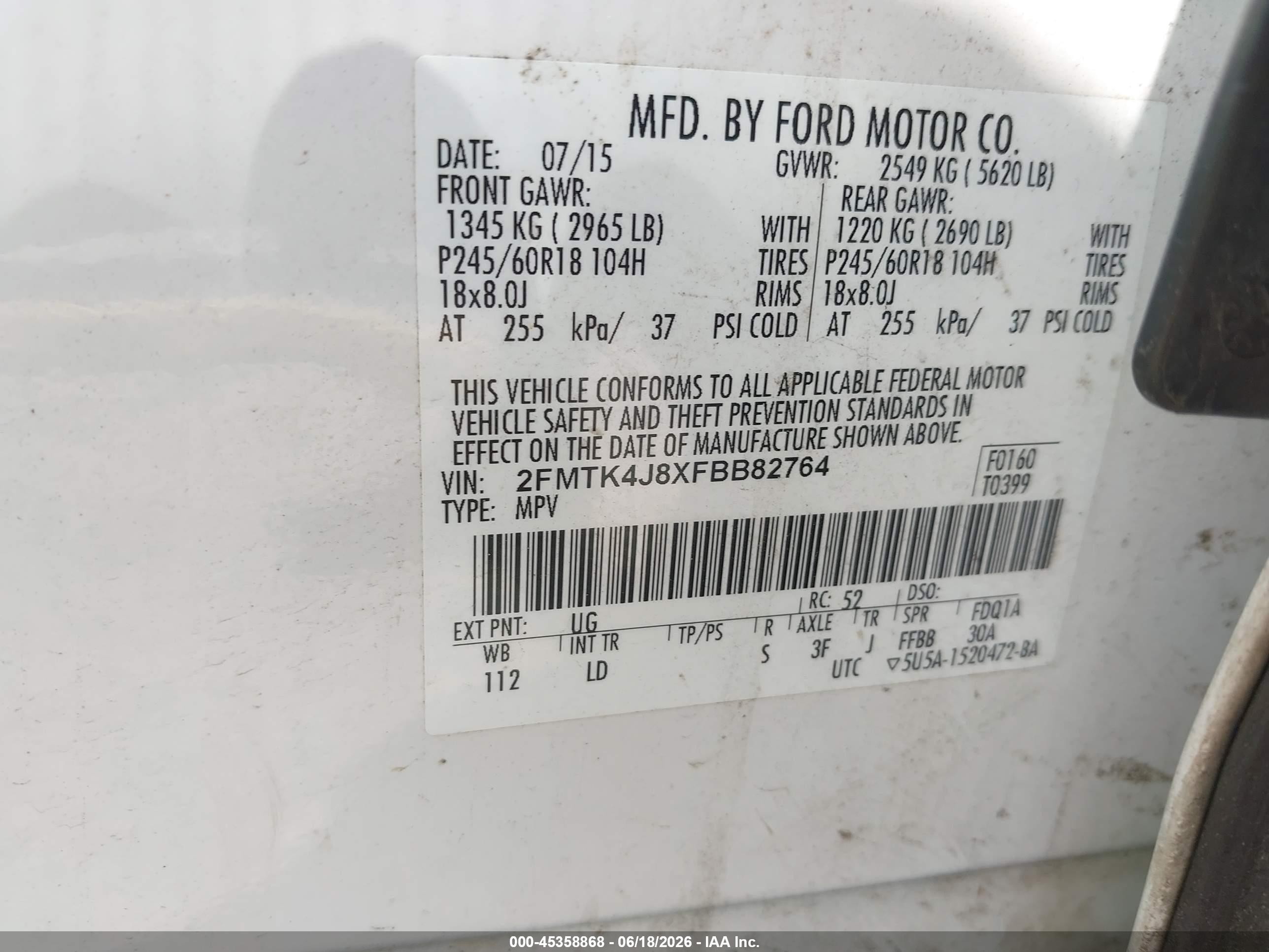2015 Ford Edge Sel White vin: 2FMTK4J8XFBB82764