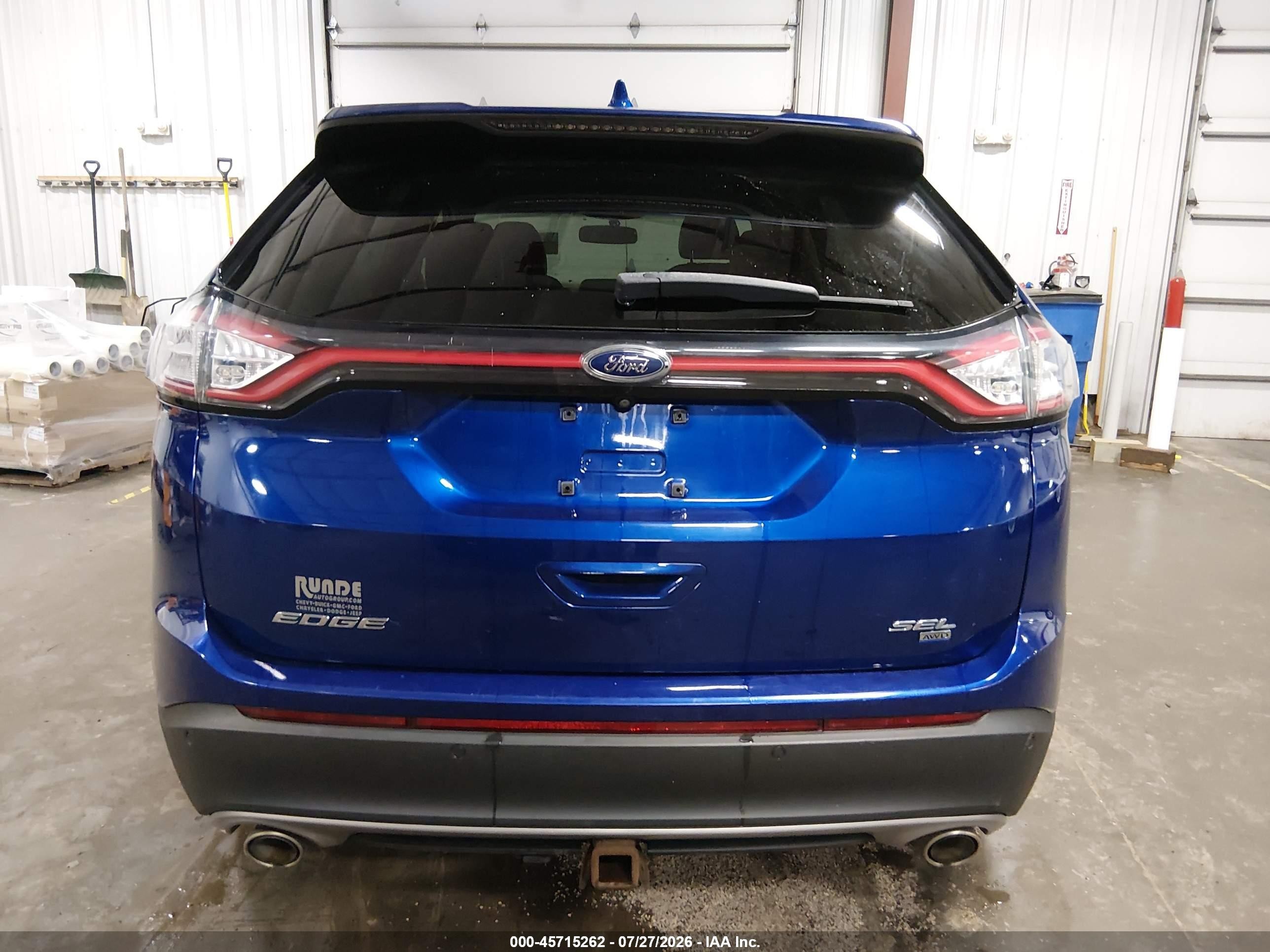 2015 Ford Edge Sel Blue vin: 2FMTK4J8XFBC10238