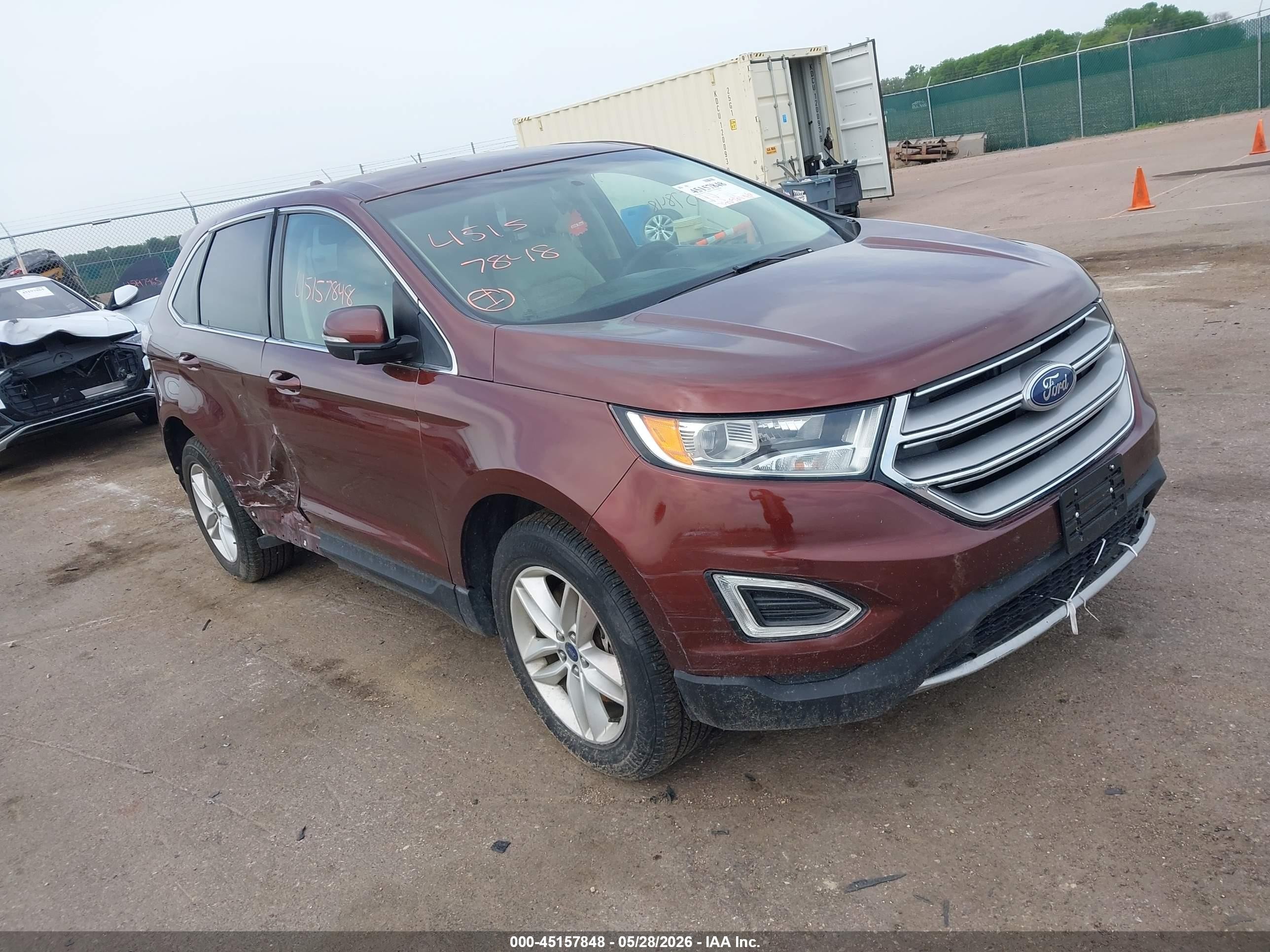 2015 Ford Edge Sel Orange vin: 2FMTK4J91FBB92236