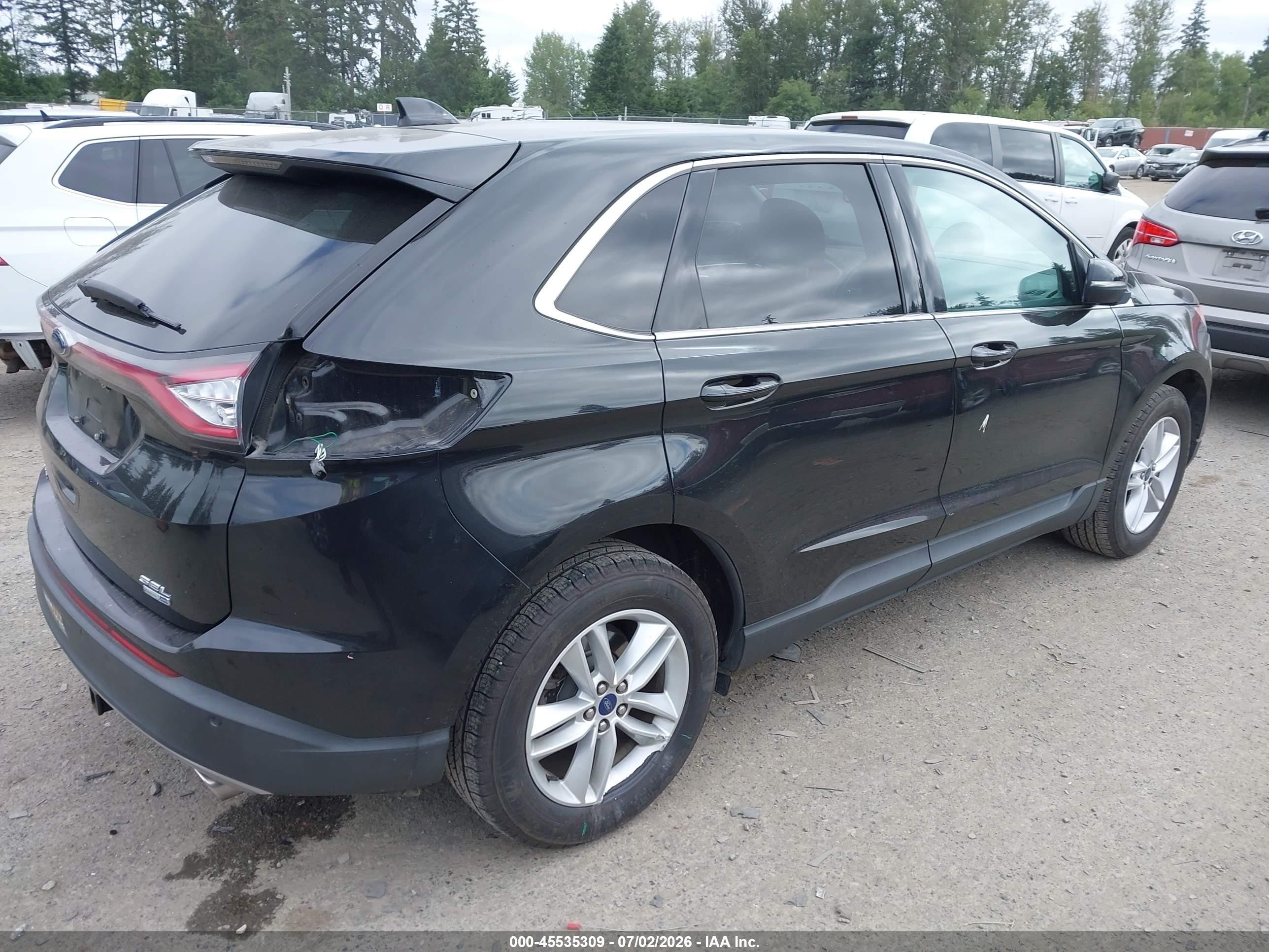 2015 Ford Edge Sel Черный vin: 2FMTK4J93FBB27839