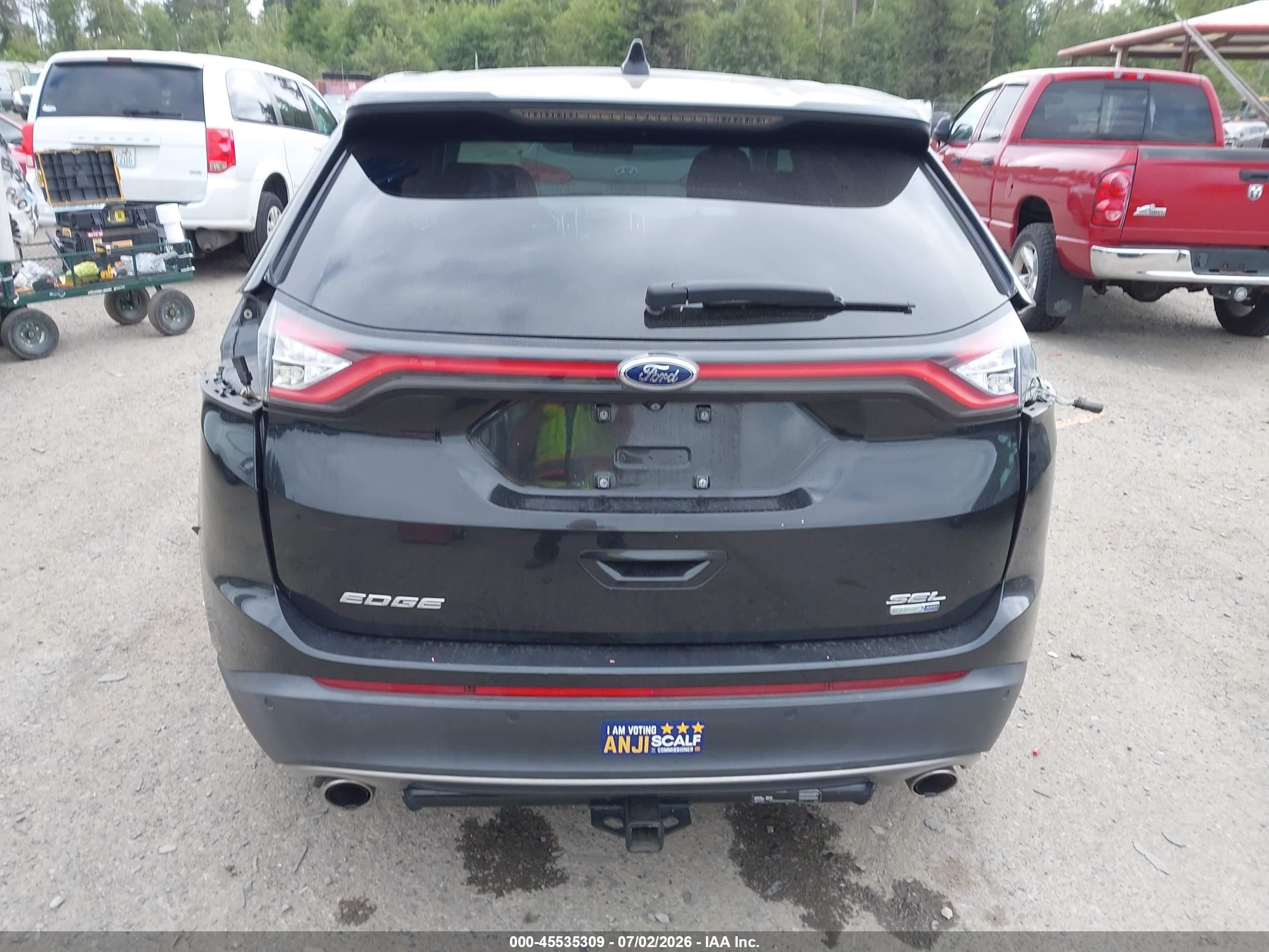 2015 Ford Edge Sel Черный vin: 2FMTK4J93FBB27839