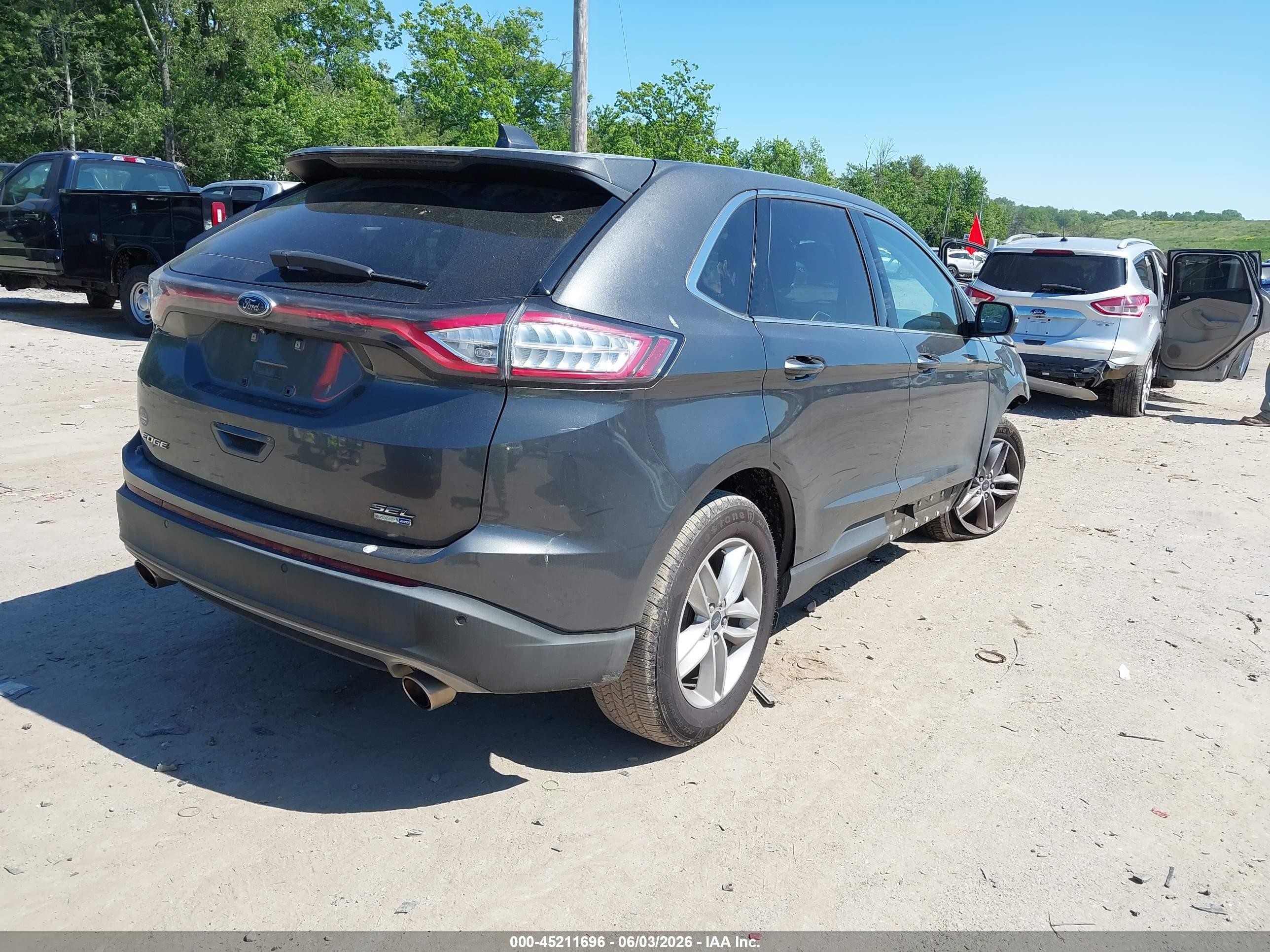2015 Ford Edge Sel Серый vin: 2FMTK4J94FBB10905