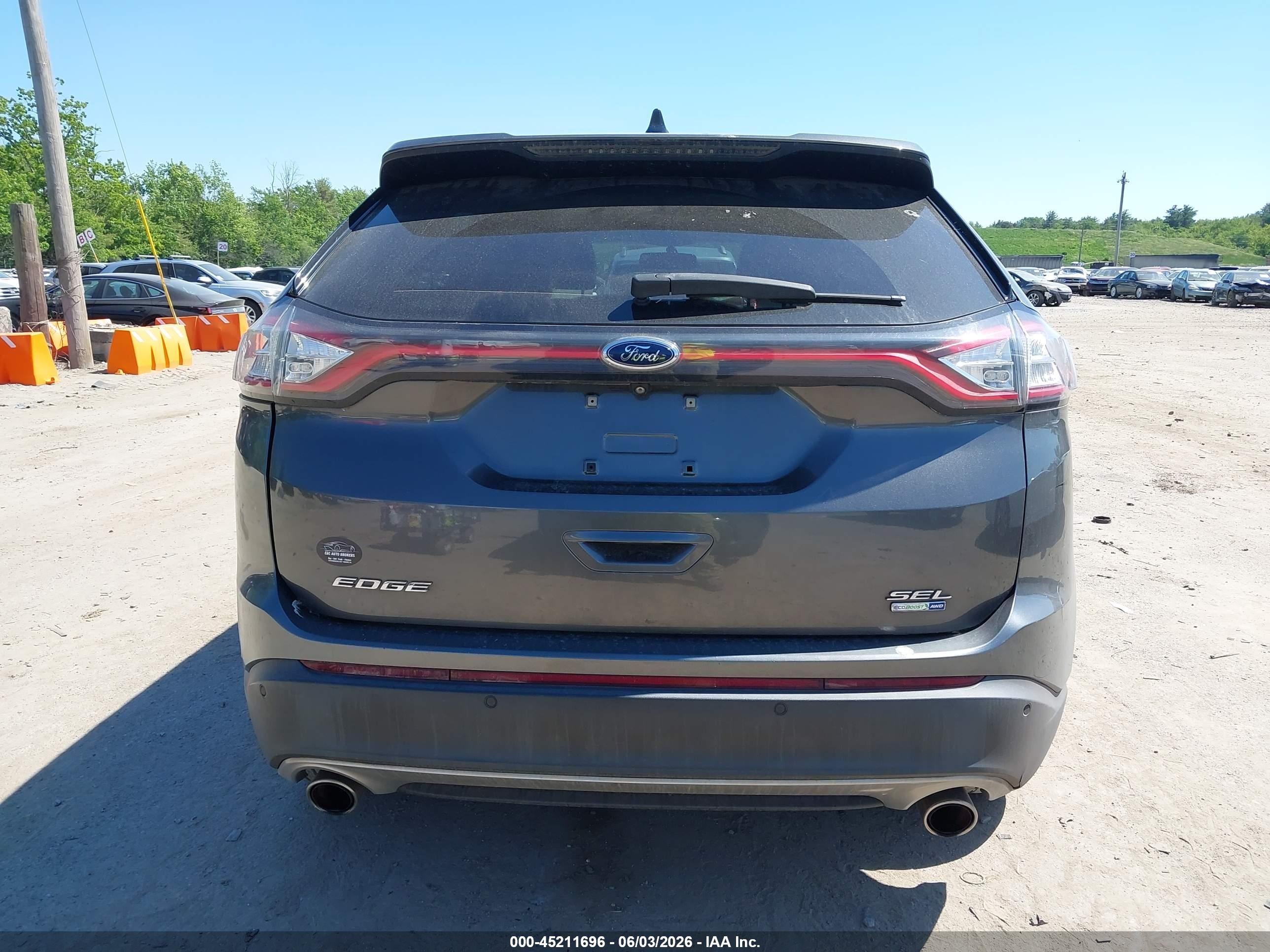 2015 Ford Edge Sel Серый vin: 2FMTK4J94FBB10905