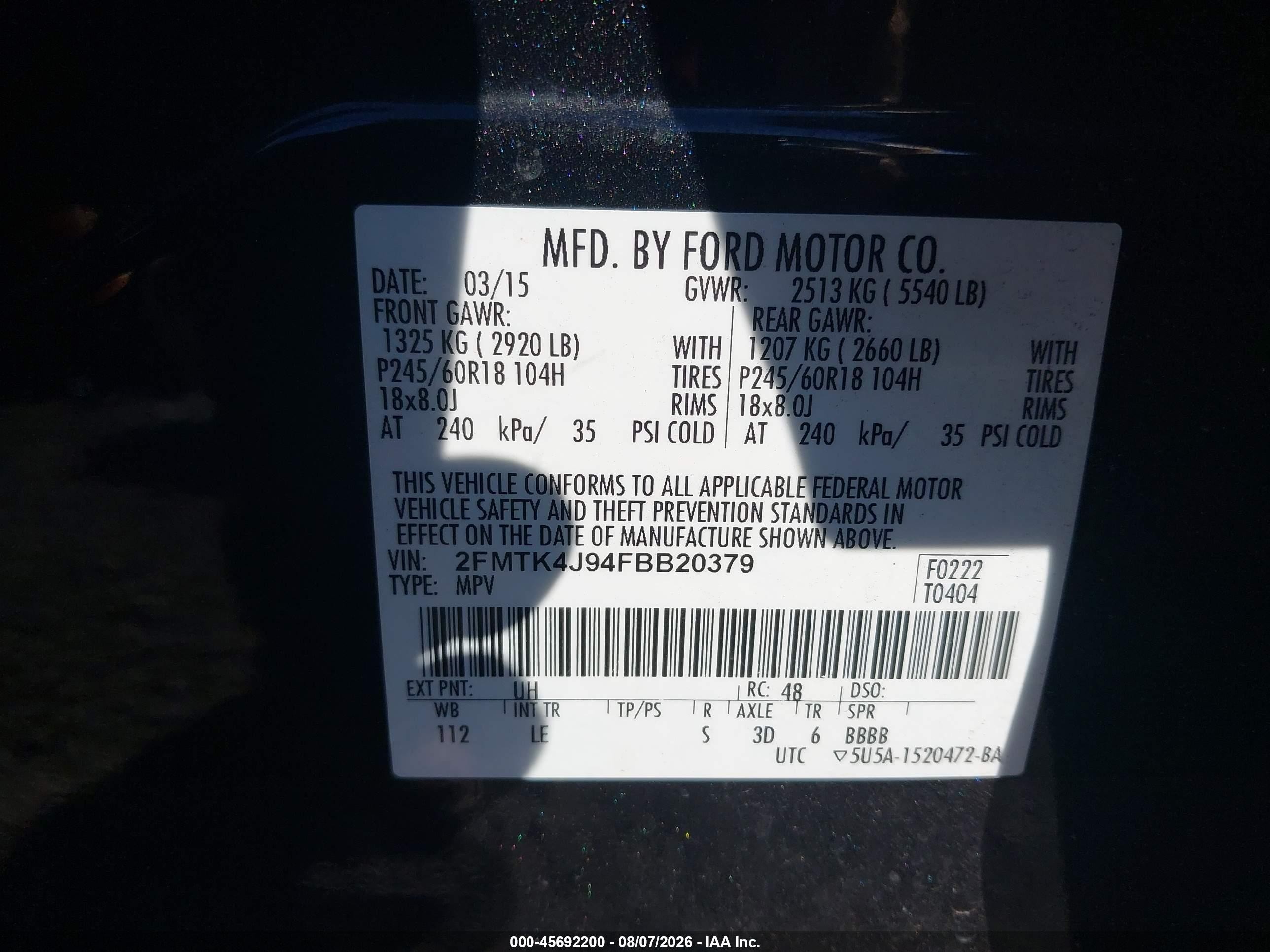 2015 Ford Edge Sel Black vin: 2FMTK4J94FBB20379