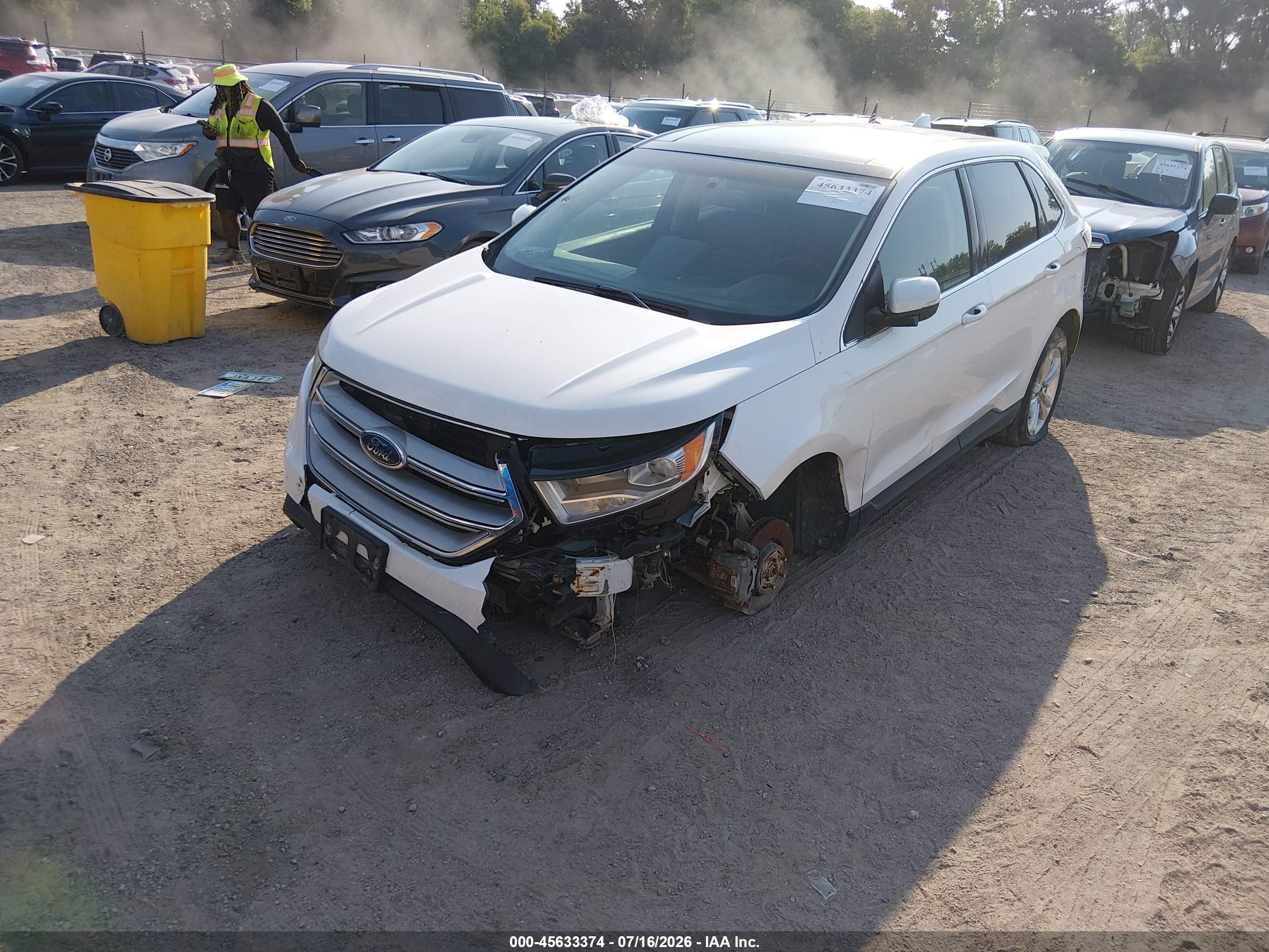 2015 Ford Edge Sel White vin: 2FMTK4J94FBB20964