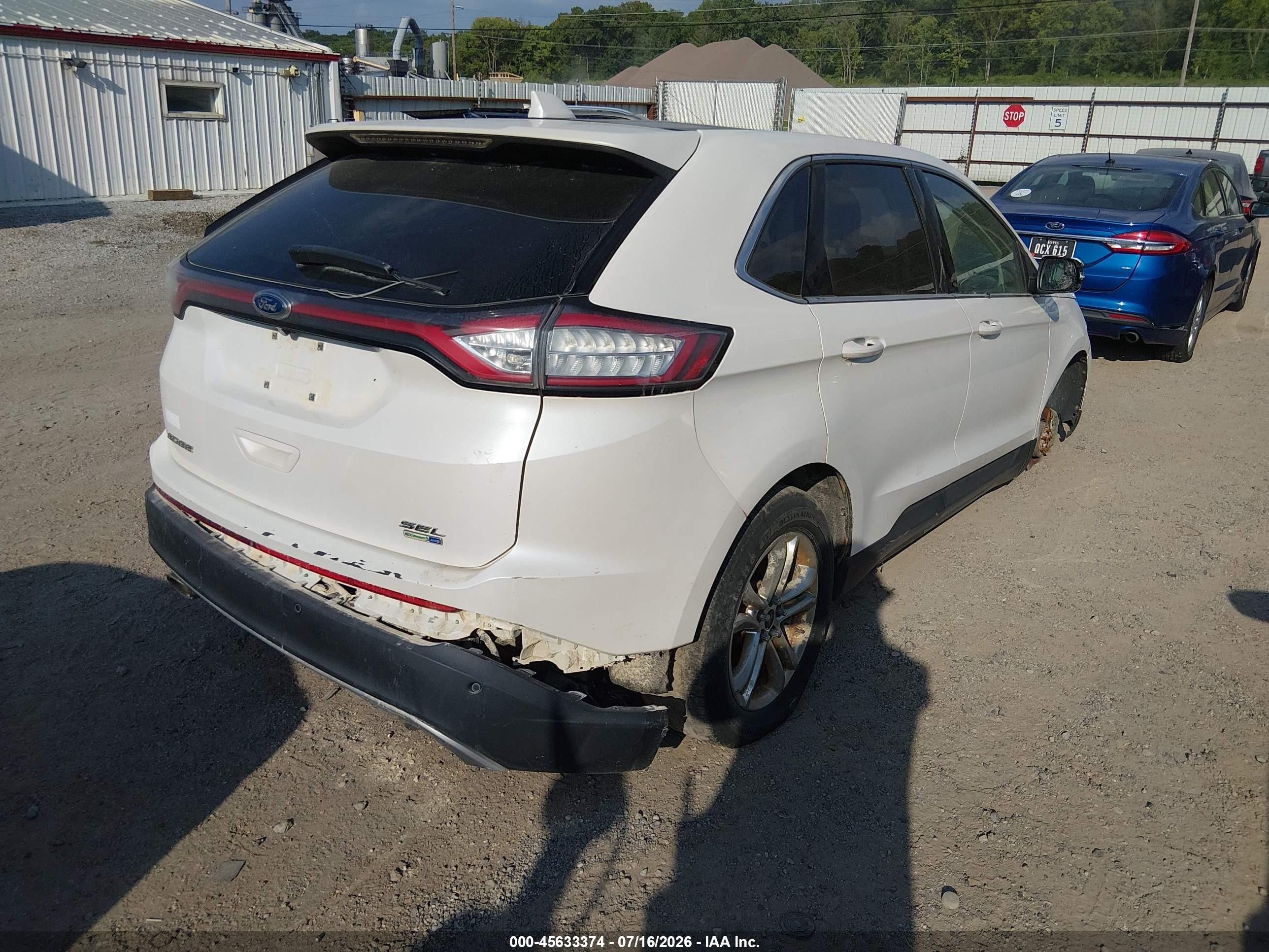 2015 Ford Edge Sel White vin: 2FMTK4J94FBB20964