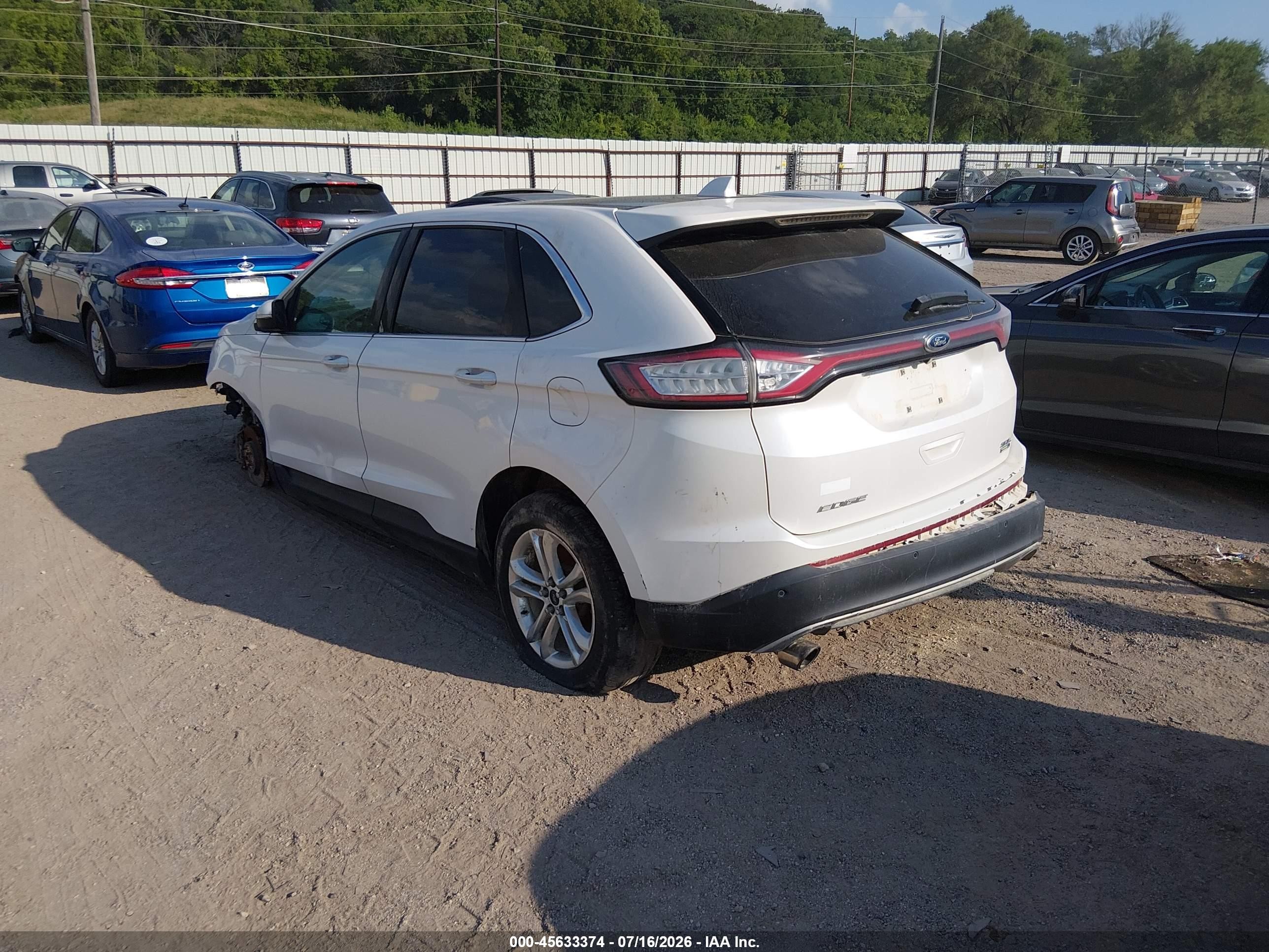 2015 Ford Edge Sel White vin: 2FMTK4J94FBB20964