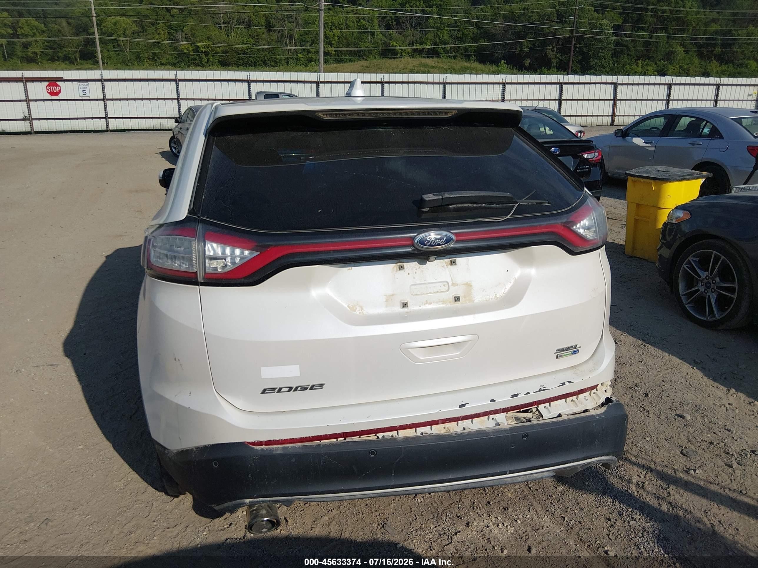 2015 Ford Edge Sel White vin: 2FMTK4J94FBB20964