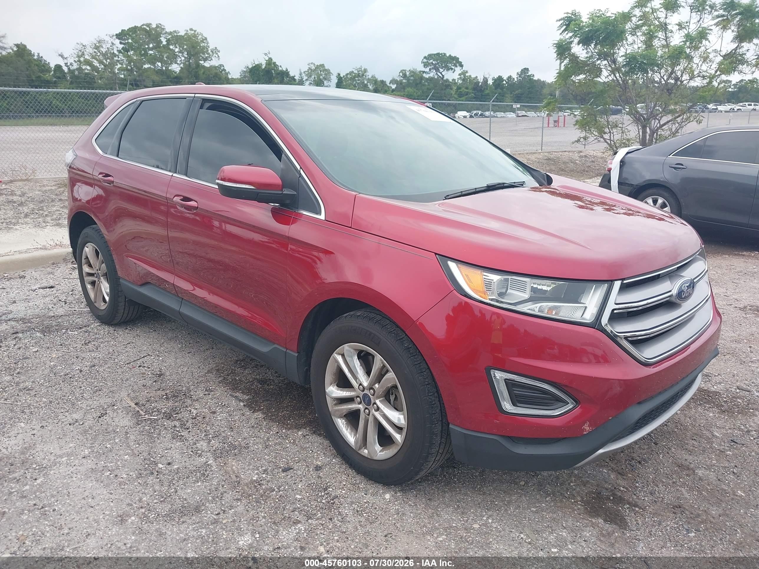 2015 Ford Edge Sel Red vin: 2FMTK4J94FBB72112