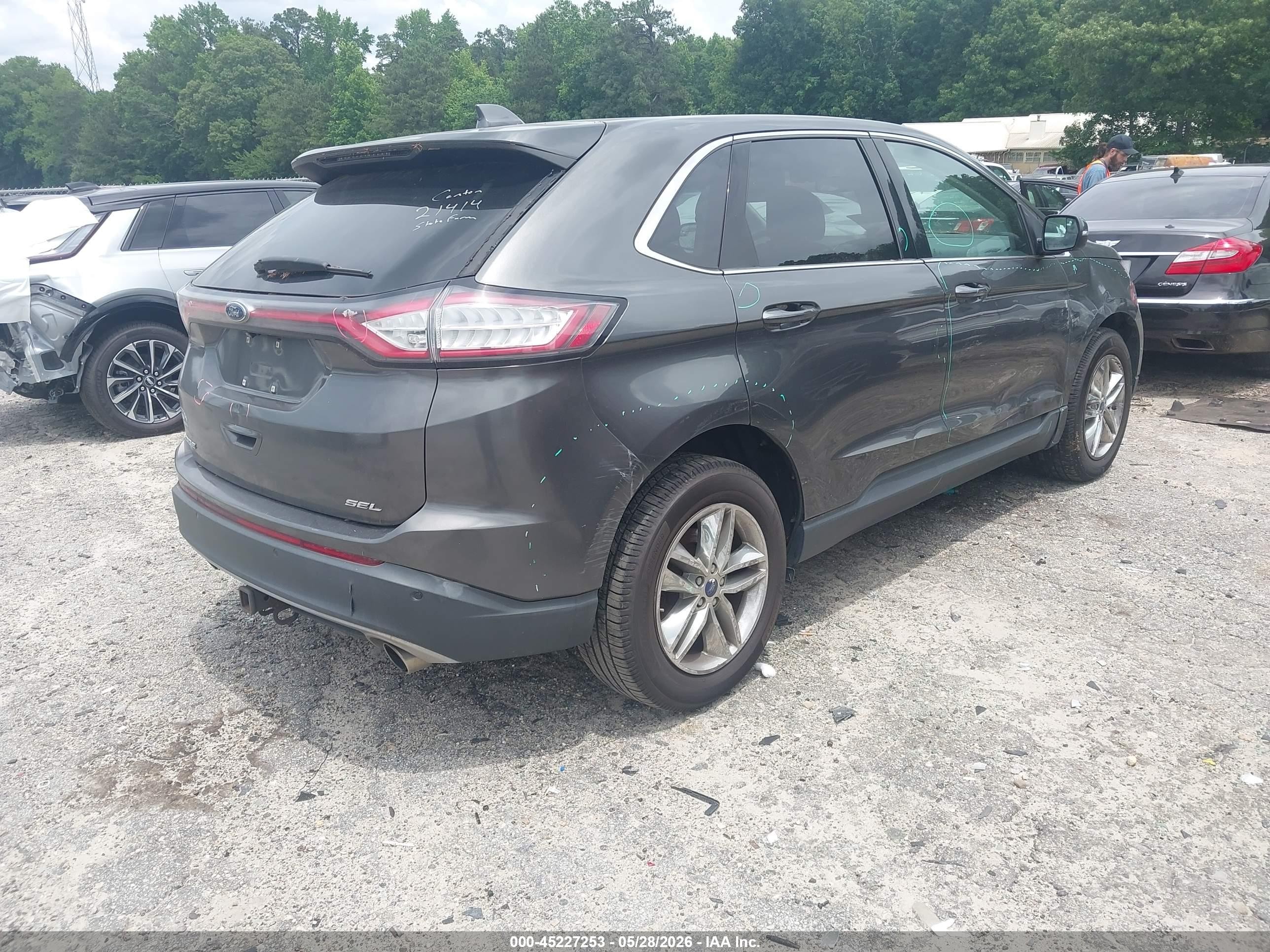 2015 Ford Edge Sel Gray vin: 2FMTK4J95FBB05616
