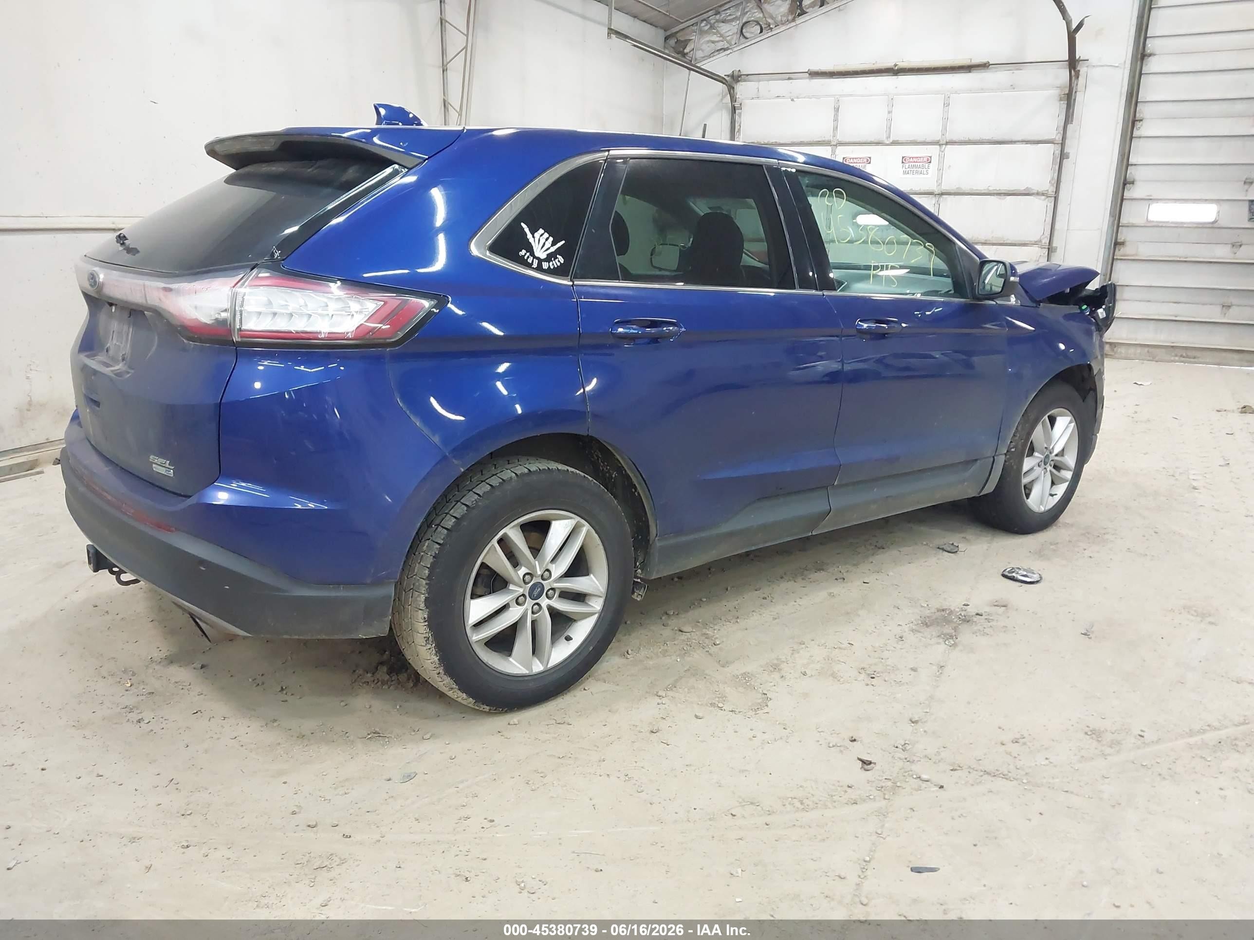 2015 Ford Edge Sel Blue vin: 2FMTK4J95FBC10463