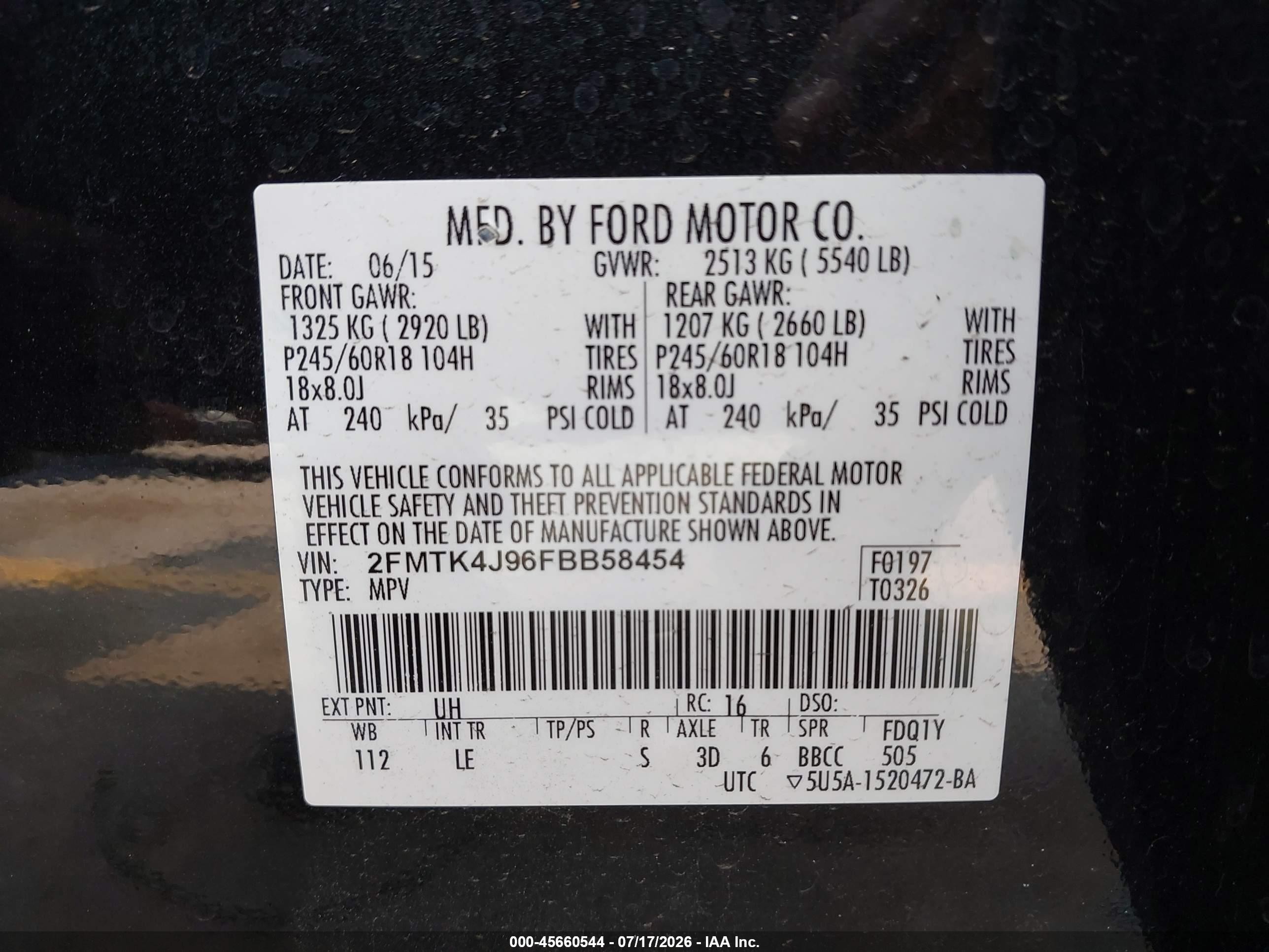 2015 Ford Edge Sel Black vin: 2FMTK4J96FBB58454