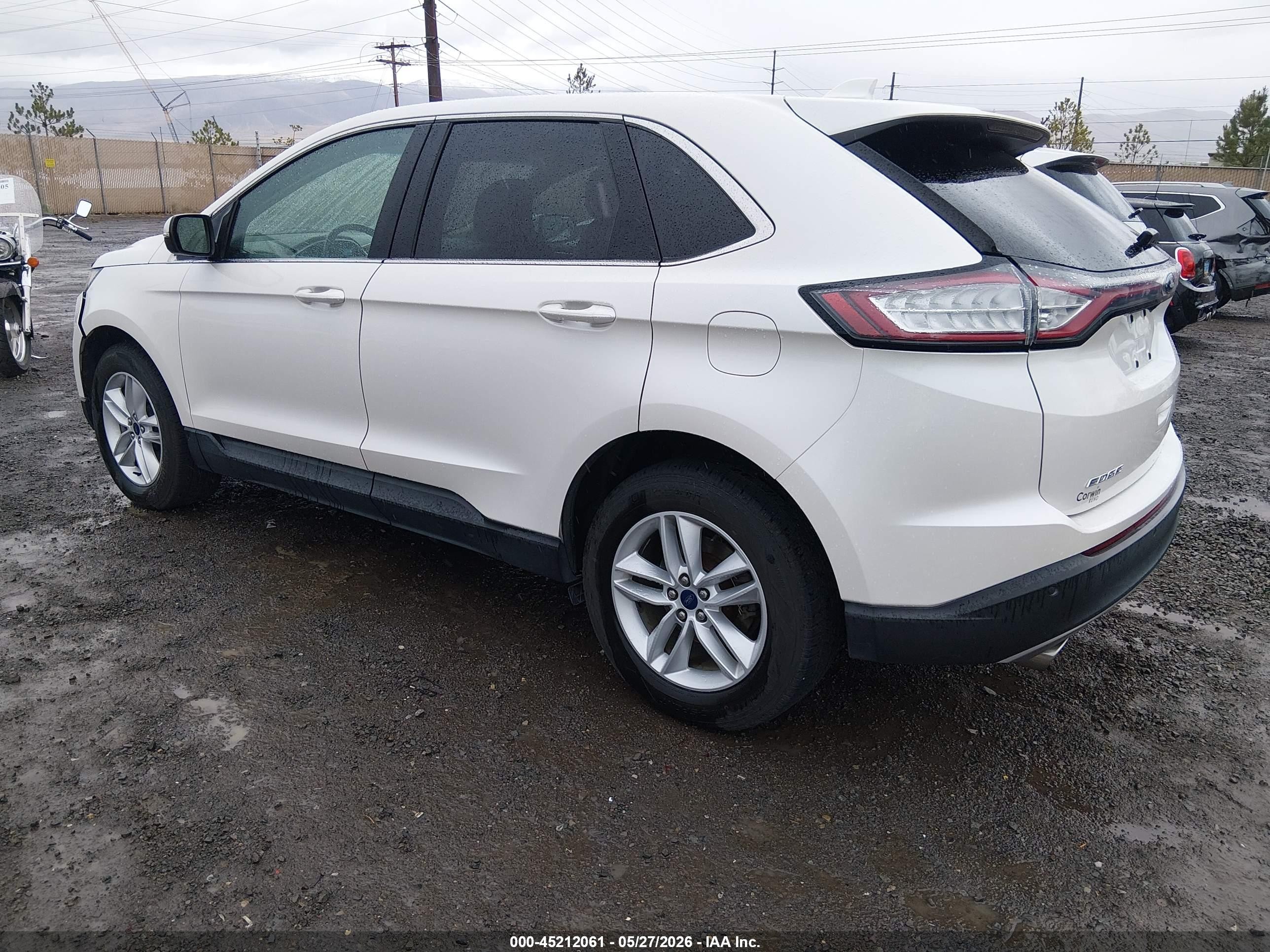 2015 Ford Edge Sel White vin: 2FMTK4J96FBB74427