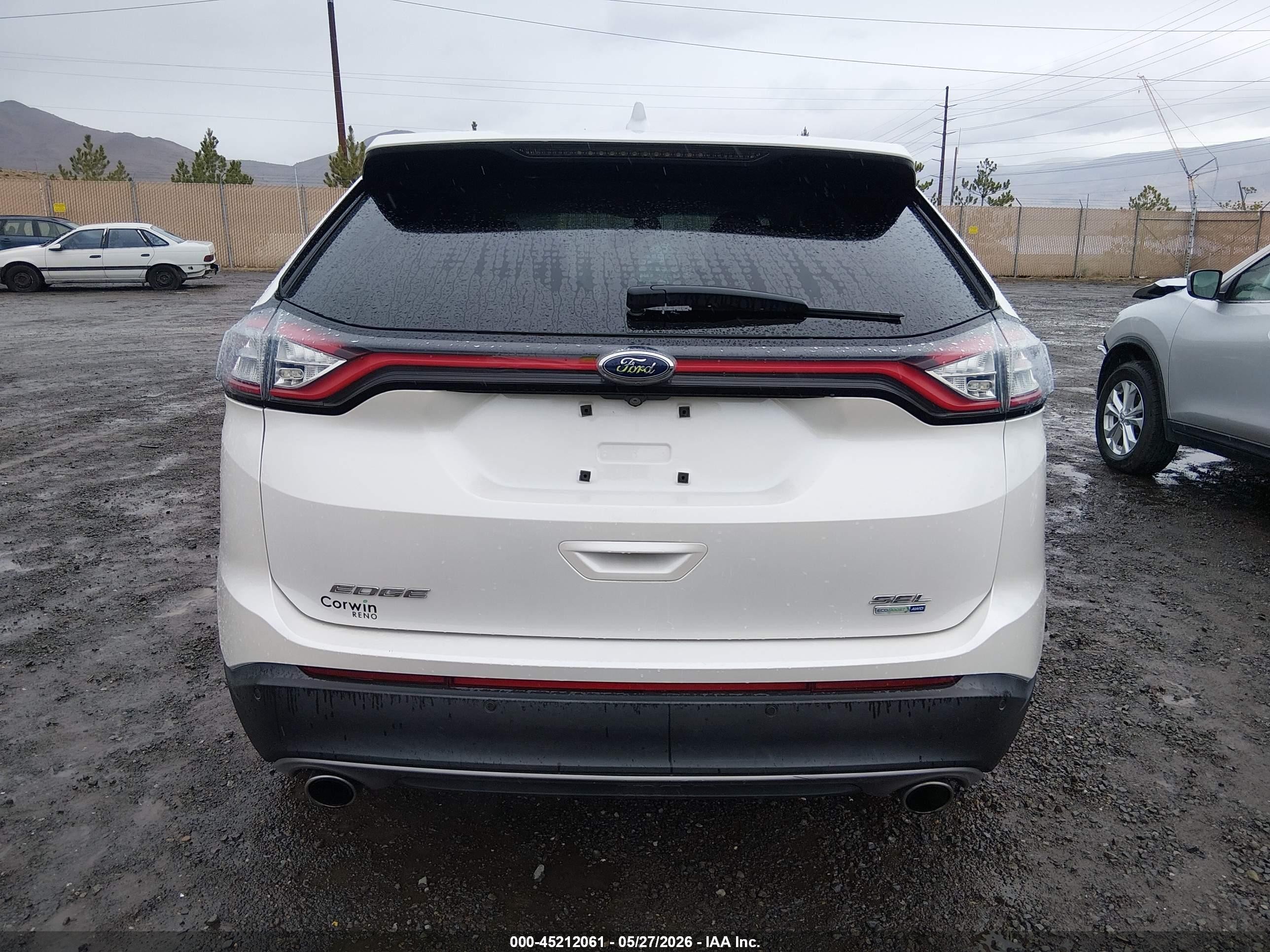 2015 Ford Edge Sel White vin: 2FMTK4J96FBB74427
