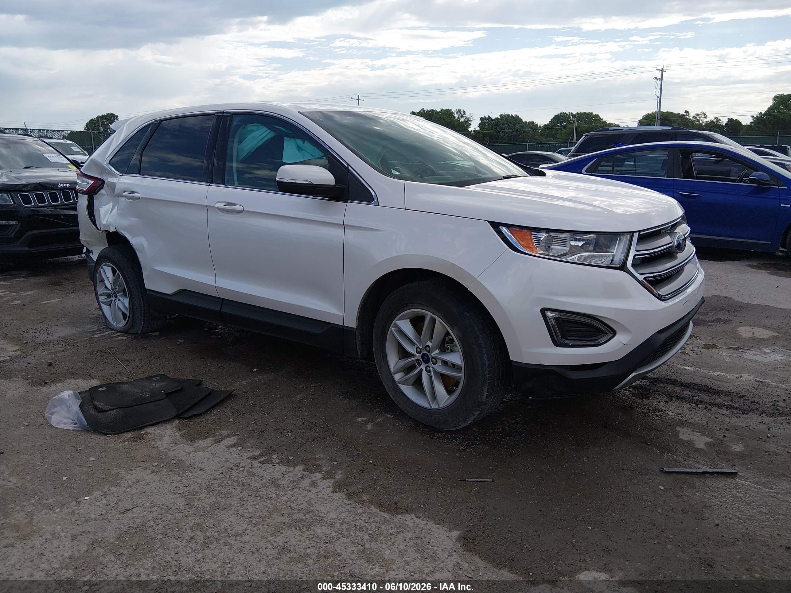 2015 Ford Edge Sel Белый vin: 2FMTK4J97FBB77451