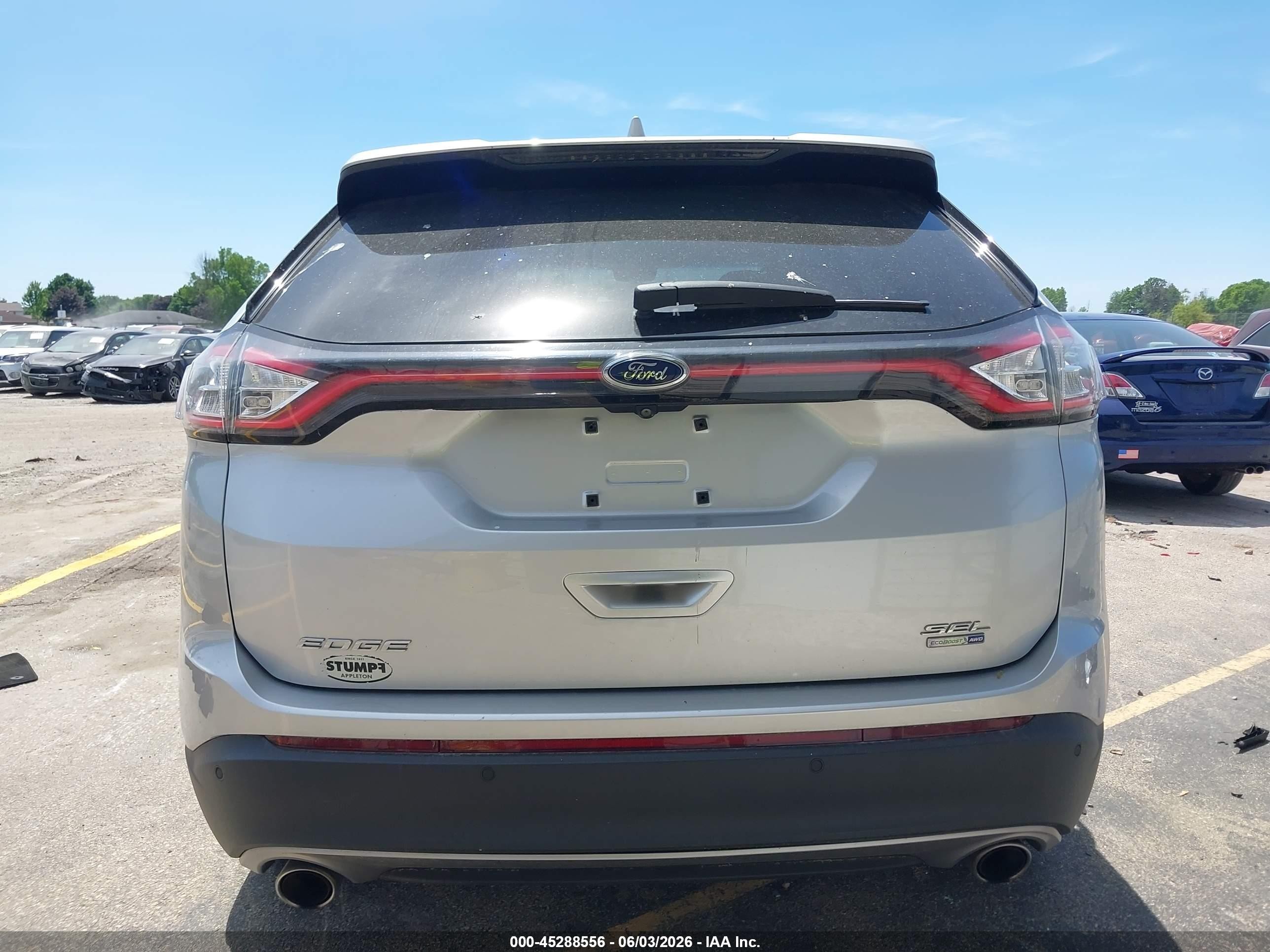 2015 Ford Edge Sel Серый vin: 2FMTK4J97FBC35686