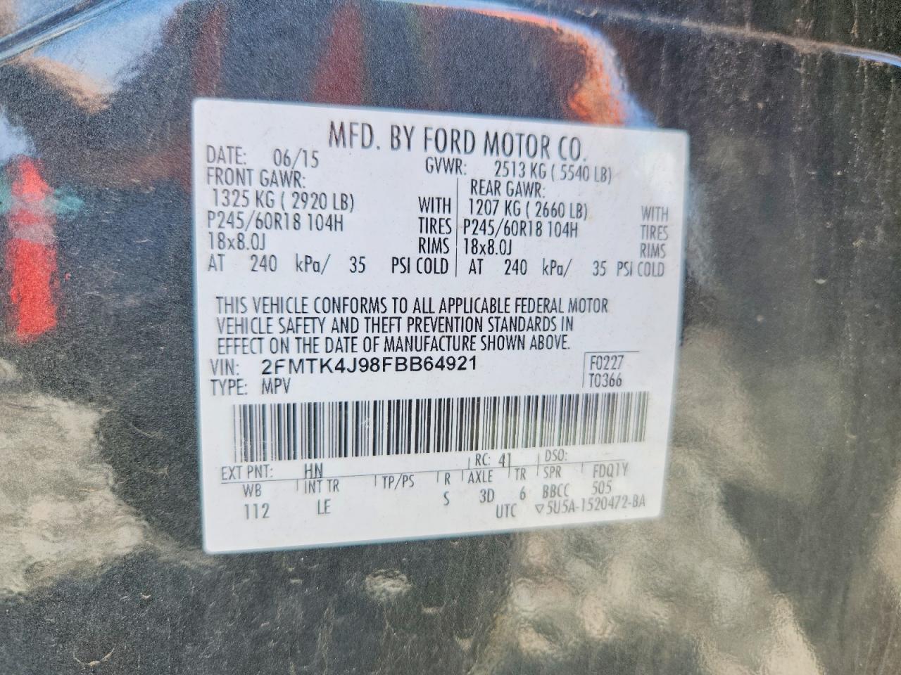 2015 Ford Edge Sel Зеленый vin: 2FMTK4J98FBB64921