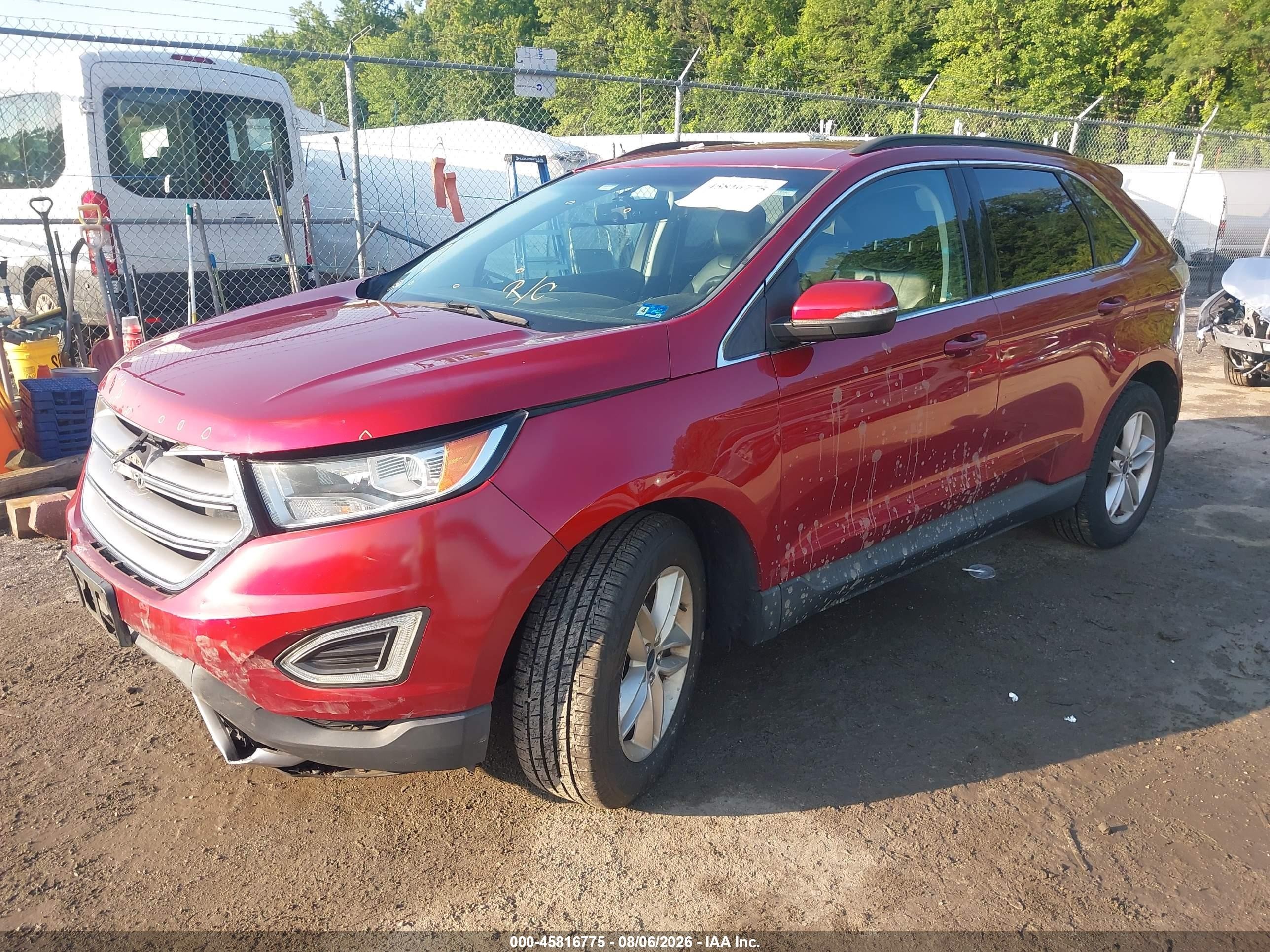 2015 Ford Edge Sel Red vin: 2FMTK4J9XFBB71269