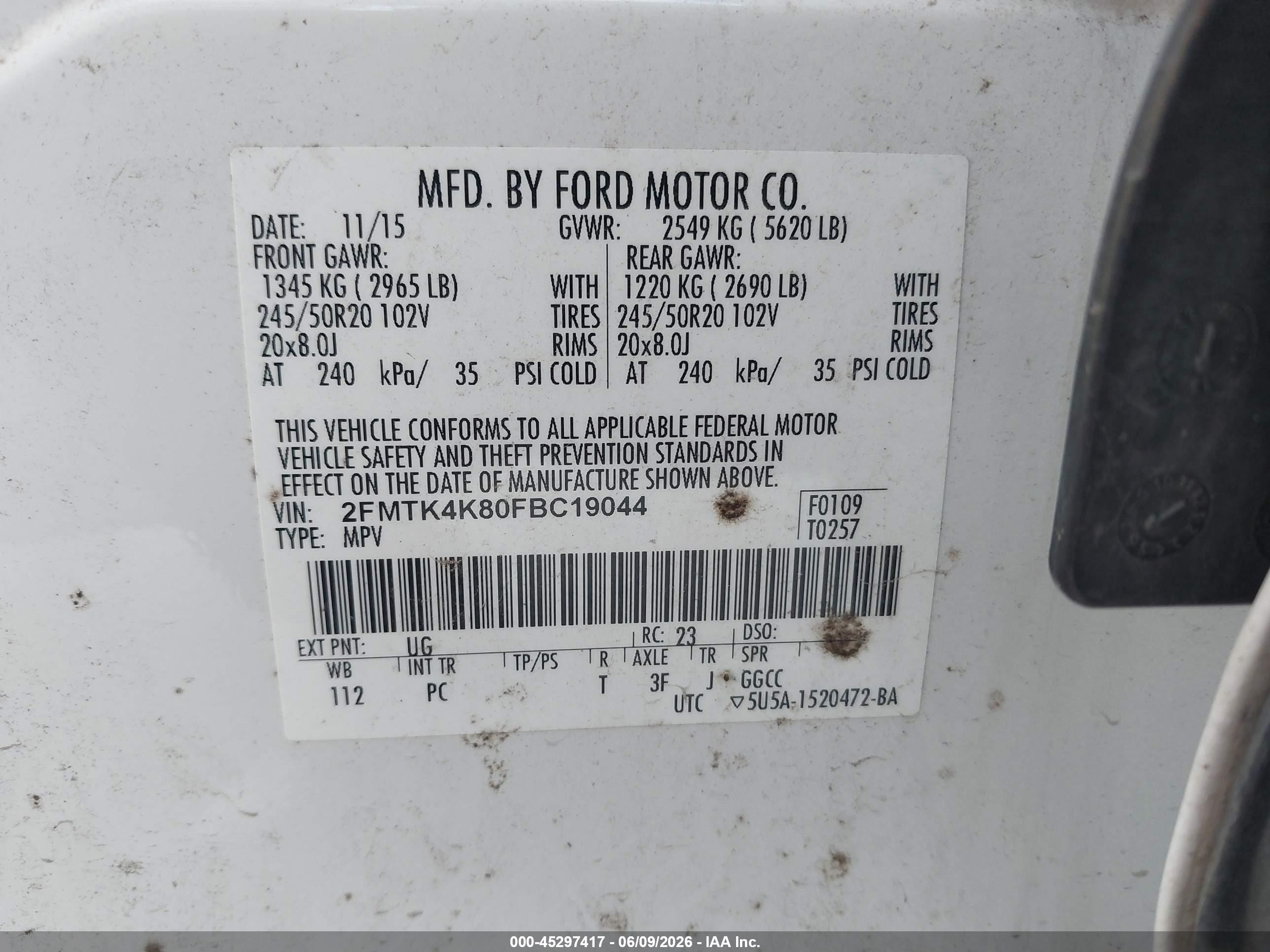 2015 Ford Edge Titanium White vin: 2FMTK4K80FBC19044