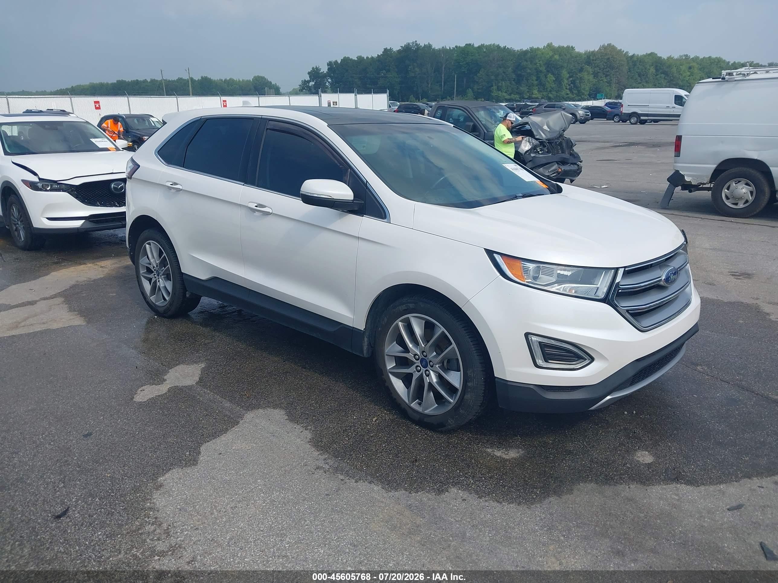 2015 Ford Edge Titanium White vin: 2FMTK4K86FBB91220