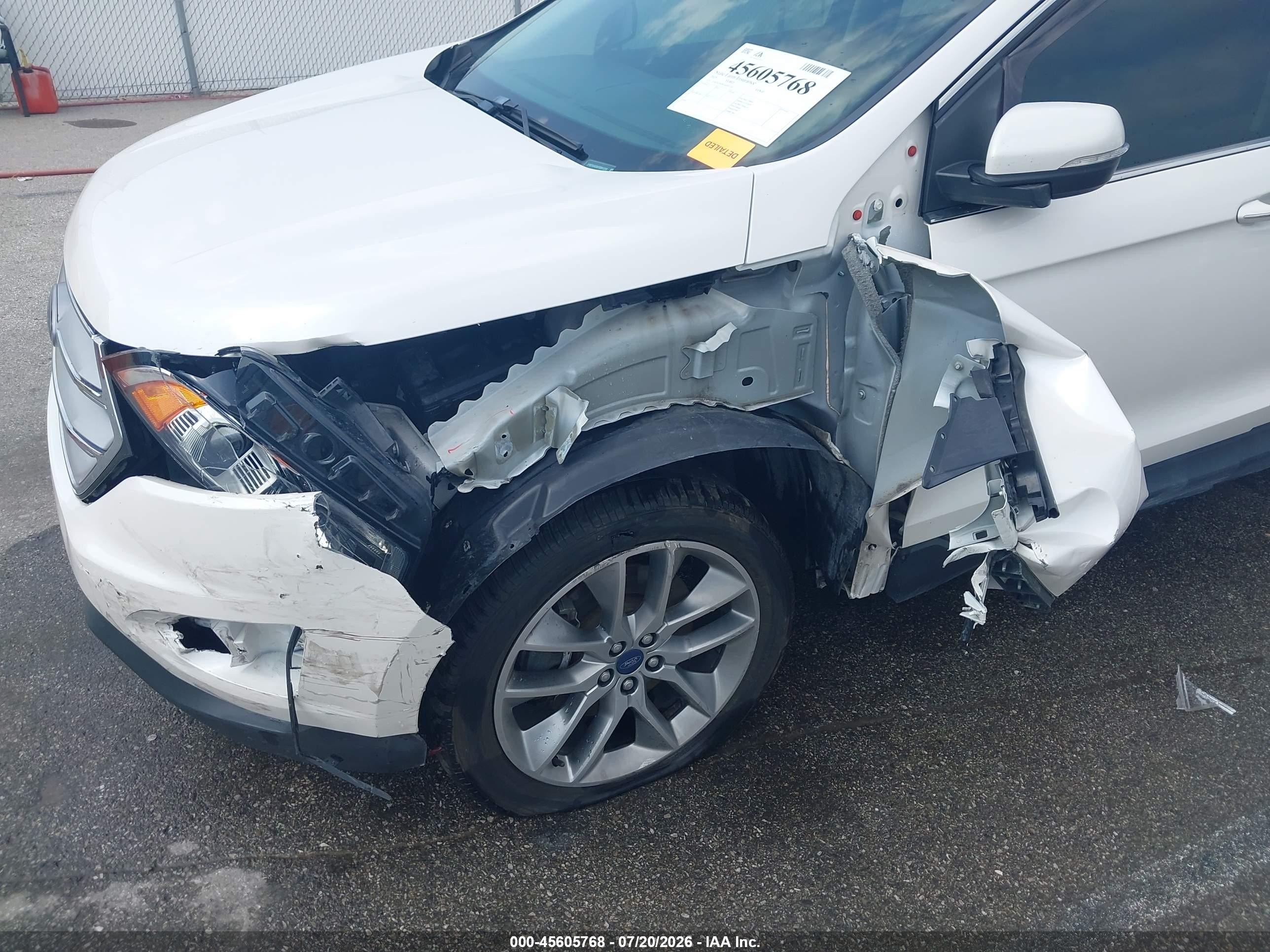 2015 Ford Edge Titanium White vin: 2FMTK4K86FBB91220