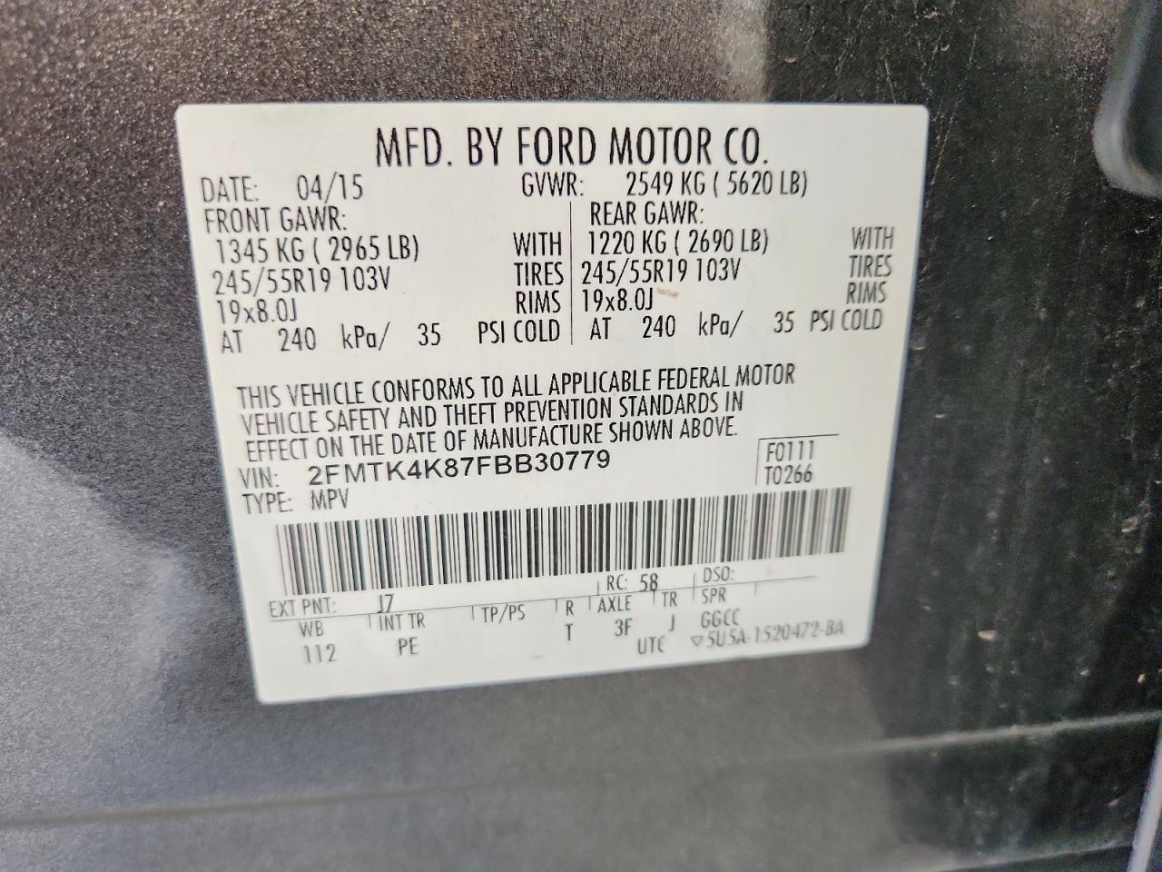 2015 Ford Edge Titanium Silver vin: 2FMTK4K87FBB30779