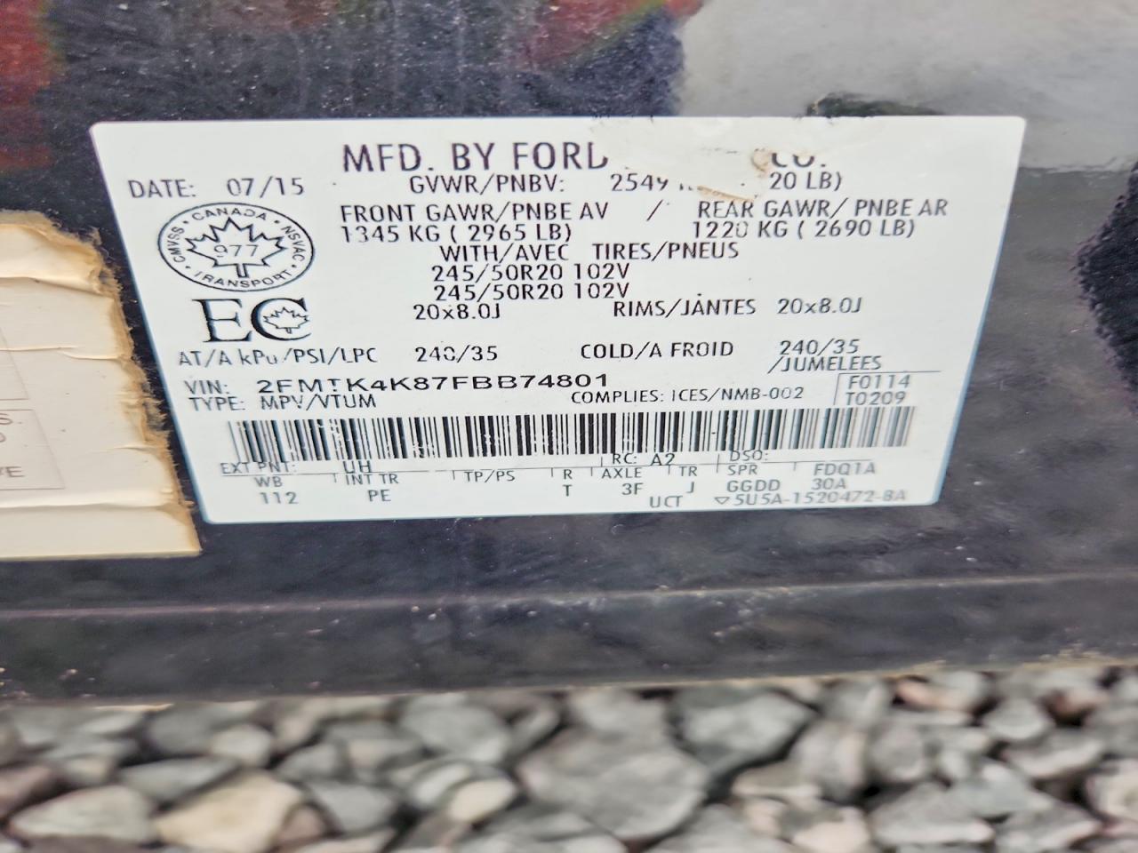 2015 Ford Edge Titanium Черный vin: 2FMTK4K87FBB74801