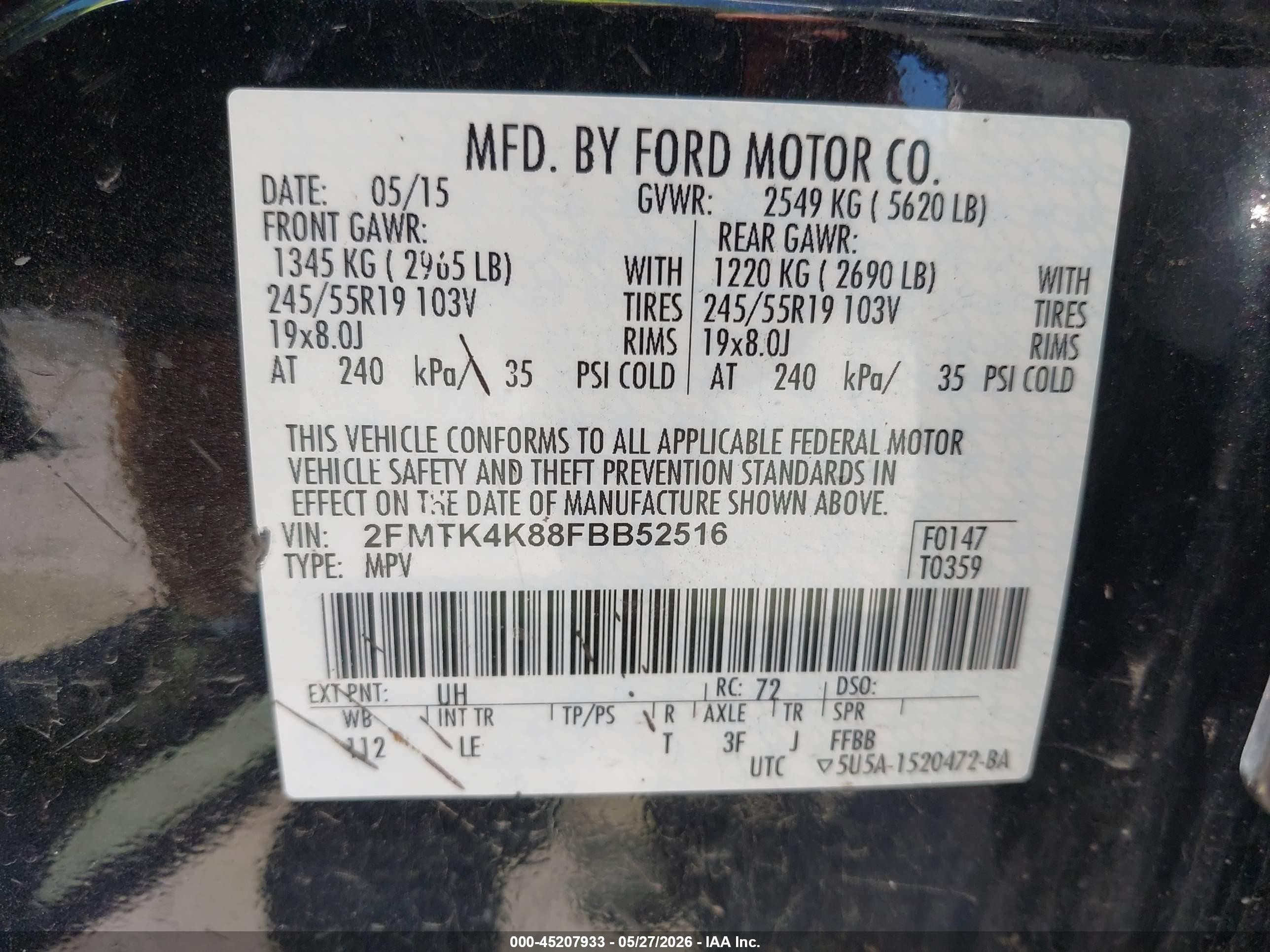 2015 Ford Edge Titanium Black vin: 2FMTK4K88FBB52516