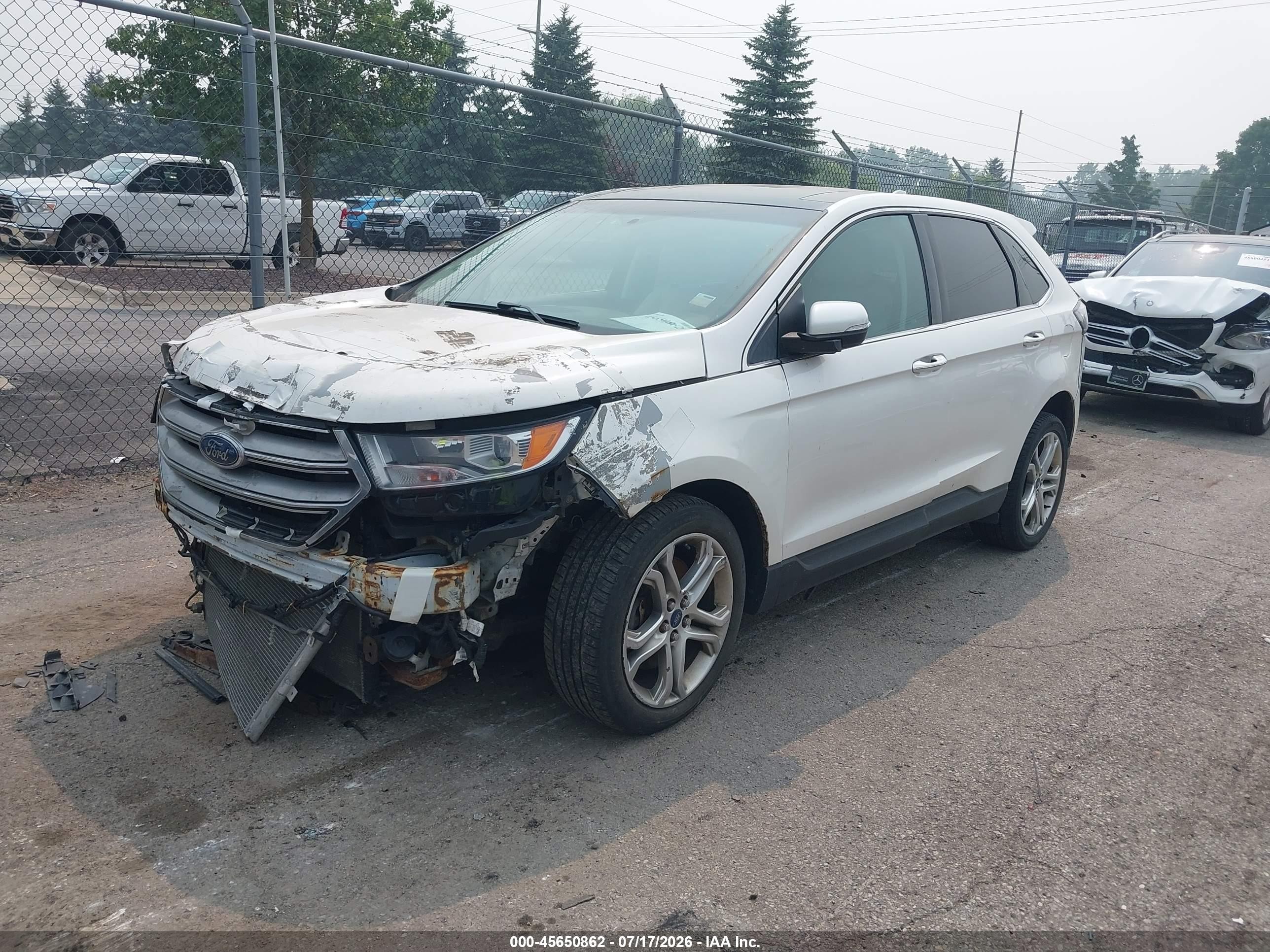 2015 Ford Edge Titanium White vin: 2FMTK4K89FBC01531